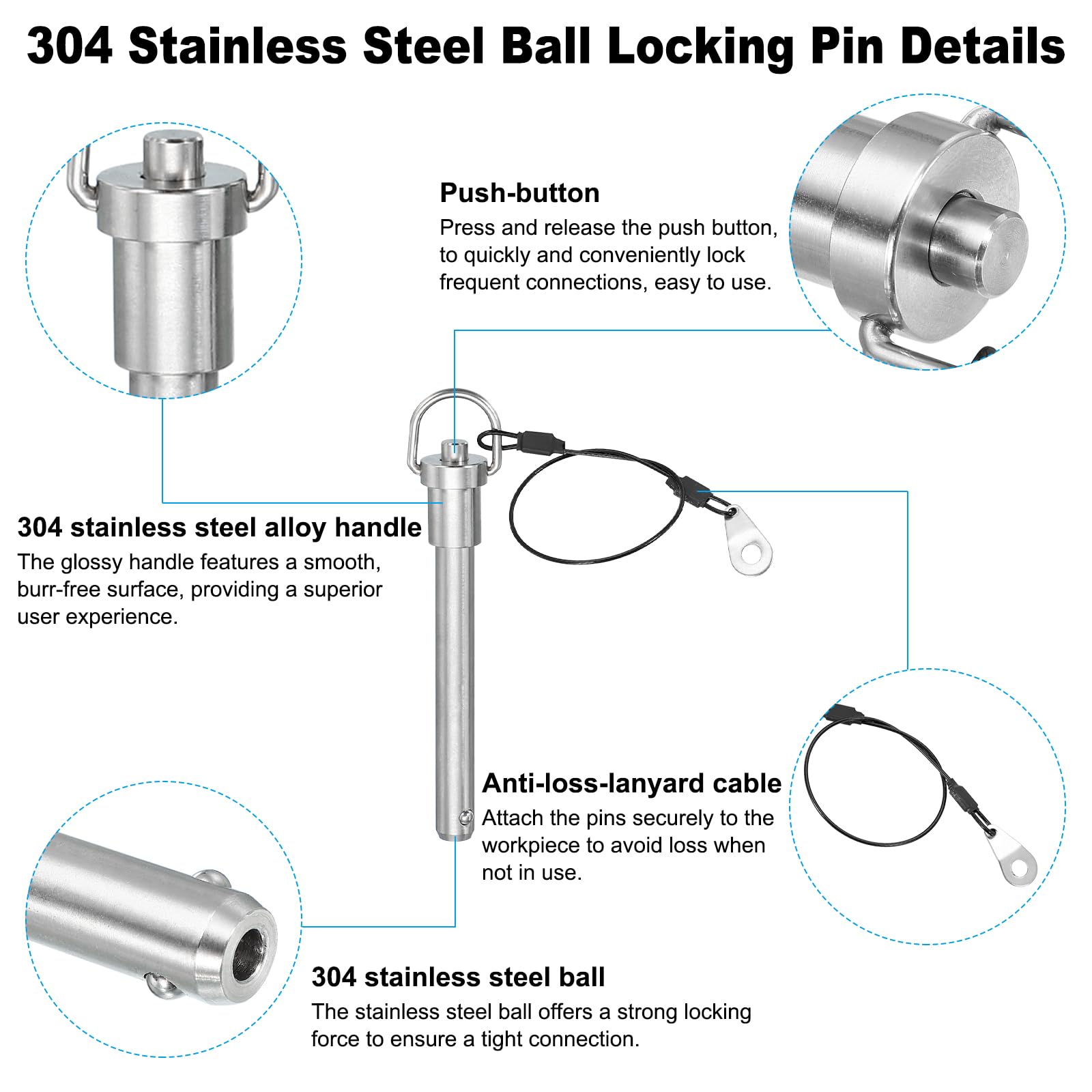 PATIKIL Quick Release Pin 12 x 80mm(1/2" x 3.15") - Image 3