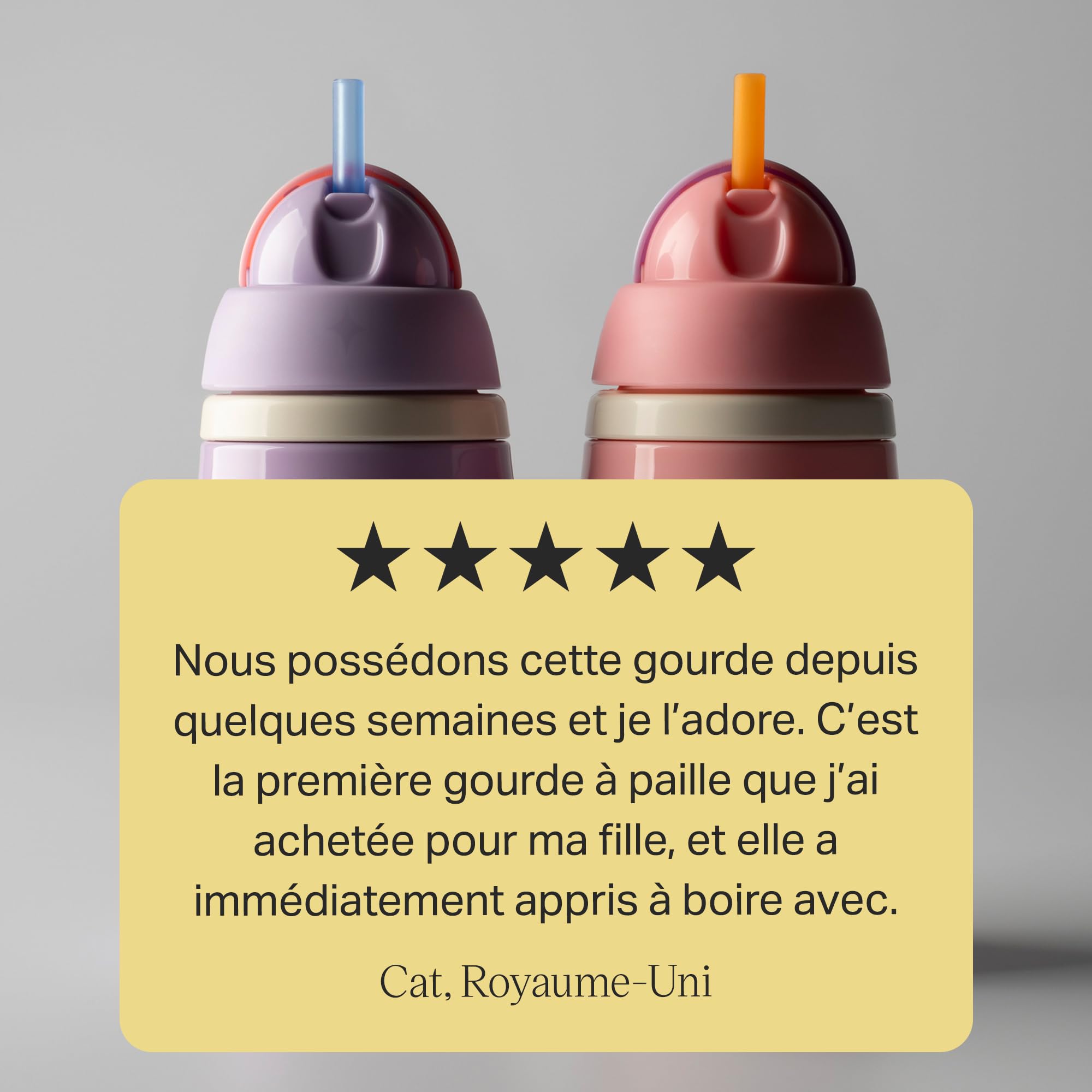 Tommee Tippee tasse Active Straw isotherme, 266 ml, Gourde anti-fuite pour nourrissons à partir de 12 mois, le couvercle articulé permet de garder la paille propre, Bleu et Jaune, lot de 2
