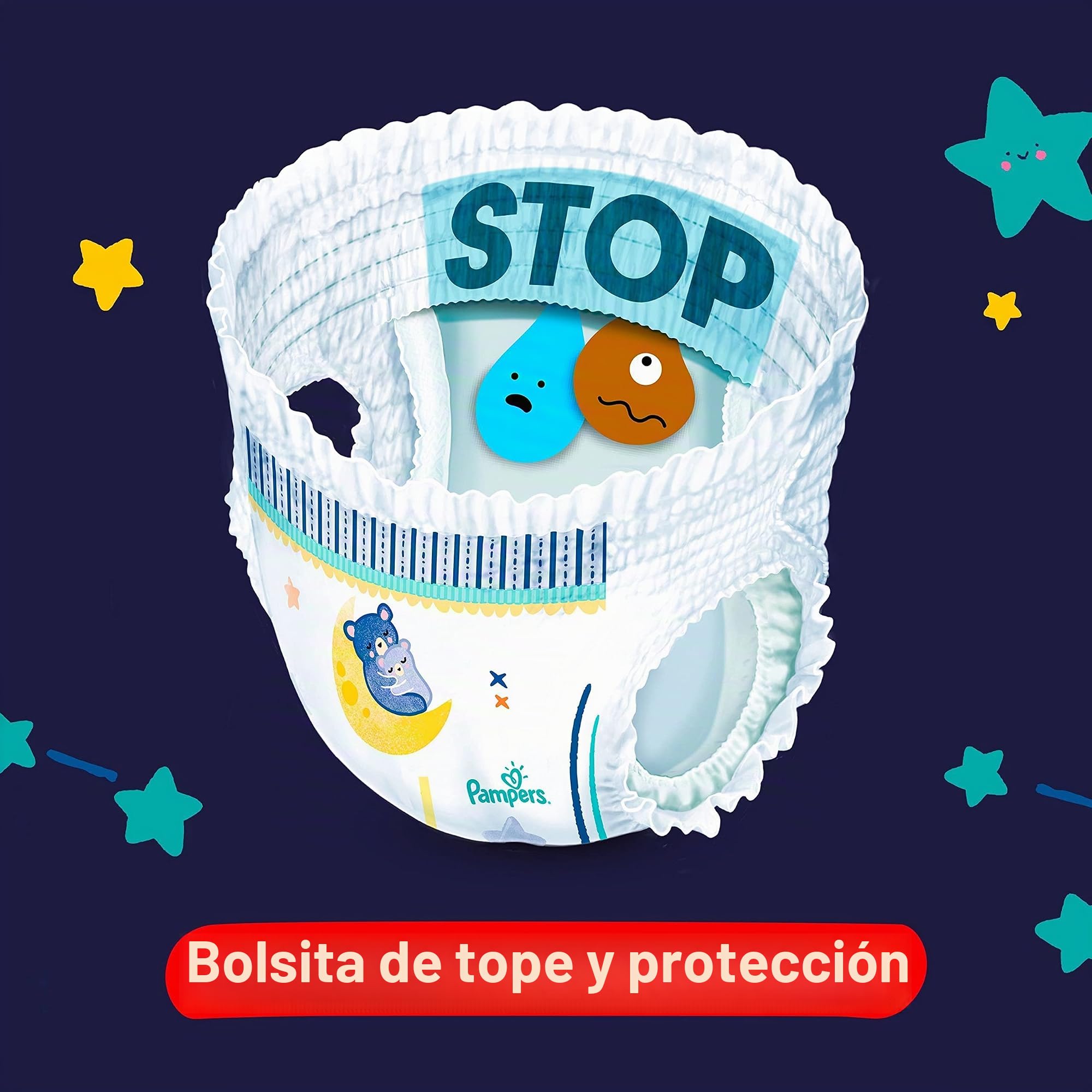 Pampers Night Pants, tamaño 6, 138 capas, 15 kg+, mantenimiento de 360° contra fugas con un corazón súper absorbente para una protección reforzada toda la noche, paquete de 1 mes
