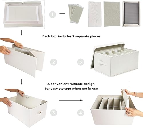 Miniatura 7 de ChicnChill Caja de almacenamiento plegable para armario con divisores ajustables, paquete de 3, organizador de almacenamiento de cajones fabricado