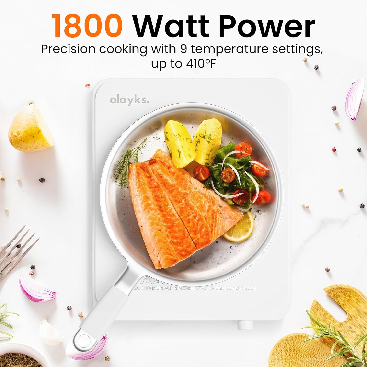 Portable Induction Cooktop, Countertop Burner Hot Plate 1500W With Sensor Touch, Electric Induction Cooker With 9-Level Adjustment, 3-Hour Timer, Auto-Shut-Off, LED Display, Auto Pot Detection