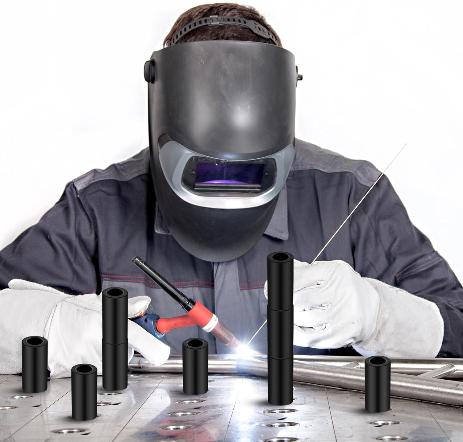 Hicarer 20 Pcs 2 Inch Welding Table Fixture Pins, 5/8 Bottom Diameter, 1" Top Diameter, Stop Alignment Square Mount Fixed Kit Welding Table Accessories Portable