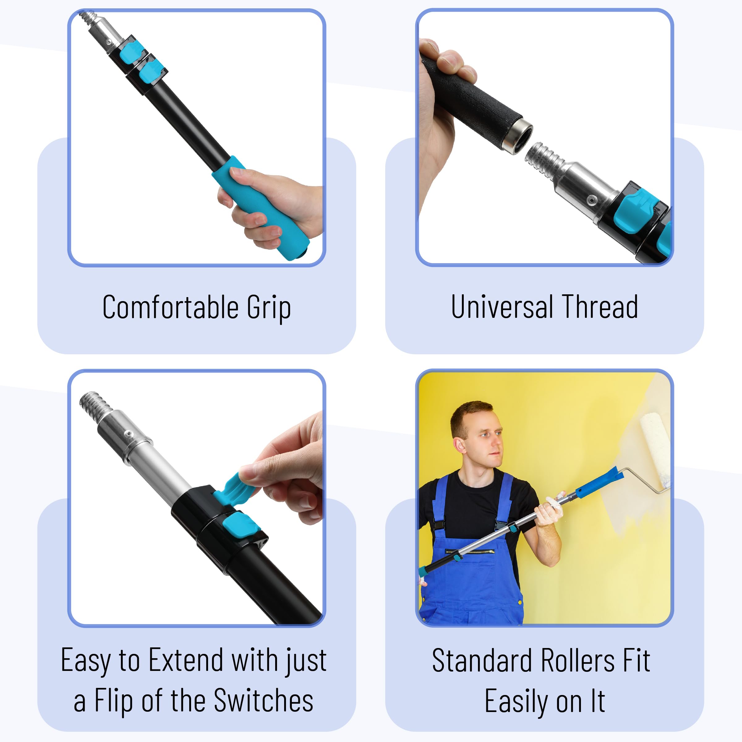 Bates- Extension Pole, 1.4 To 3 Ft Telescoping 3 Ft, Black