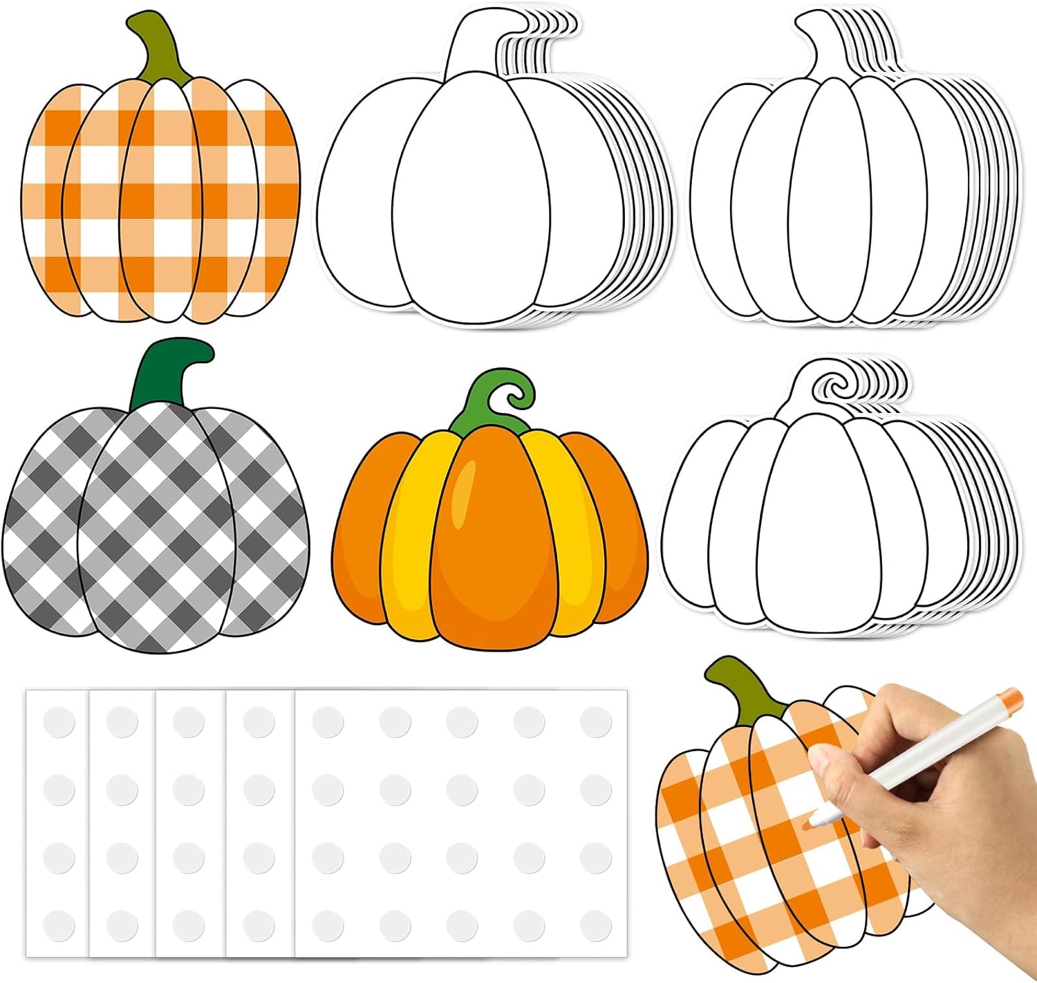 102Pcs Pumpkin Paper Coloring Craft Cutouts Fall Bulletin