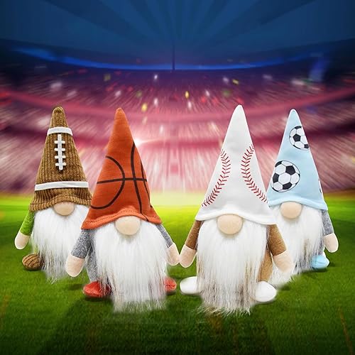 Miniatura 5 de Pequeños gnomos de béisbol, adornos de peluche, lindos gnomos suecos Tomte Nisse enano, muñeca de gnomo enano para fanáticos de los juegos
