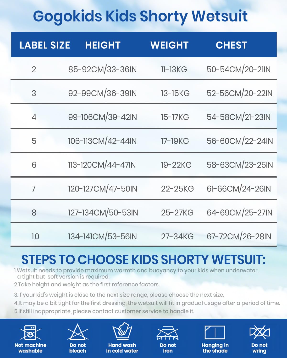 Gogokids Combinaison de plongée courte en néoprène de 2,5 mm pour garçons et filles – Combinaison de printemps pour enfants pour la natation, le surf, la plage, la piscine – Âge de 2 à 10 ans - 3