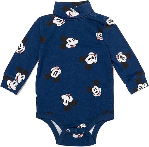 Vista 4 de Disney Lion King Mickey Mouse Simba - Paquete de 2 mamelucos de cuello alto para bebé recién nacido a bebé