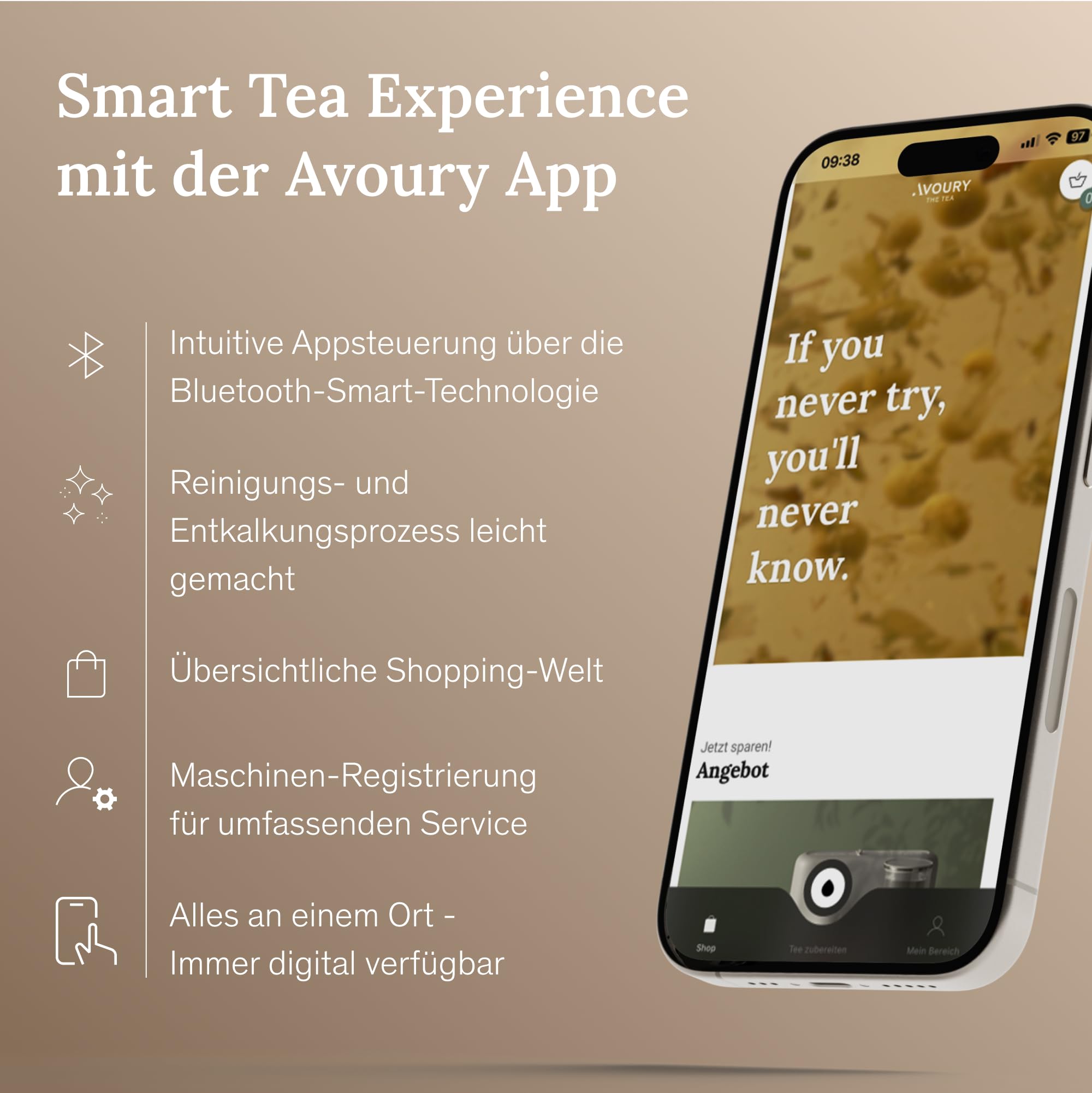 Avoury One Teemaschine – Premium Kapsel-Teebereiter mit innovativer Brühkammer, automatischer Temperaturregelung, für perfekten Teegenuss, modernes Design (Copper Cream, ohne Bundle)