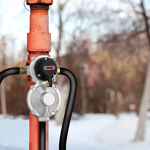 Miniatura 7 de Regulador de propano para caravana, 2 tanques, 2 etapas, regulador de propano LP de cambio automático para caravana, incluye calibre y 2 mangueras