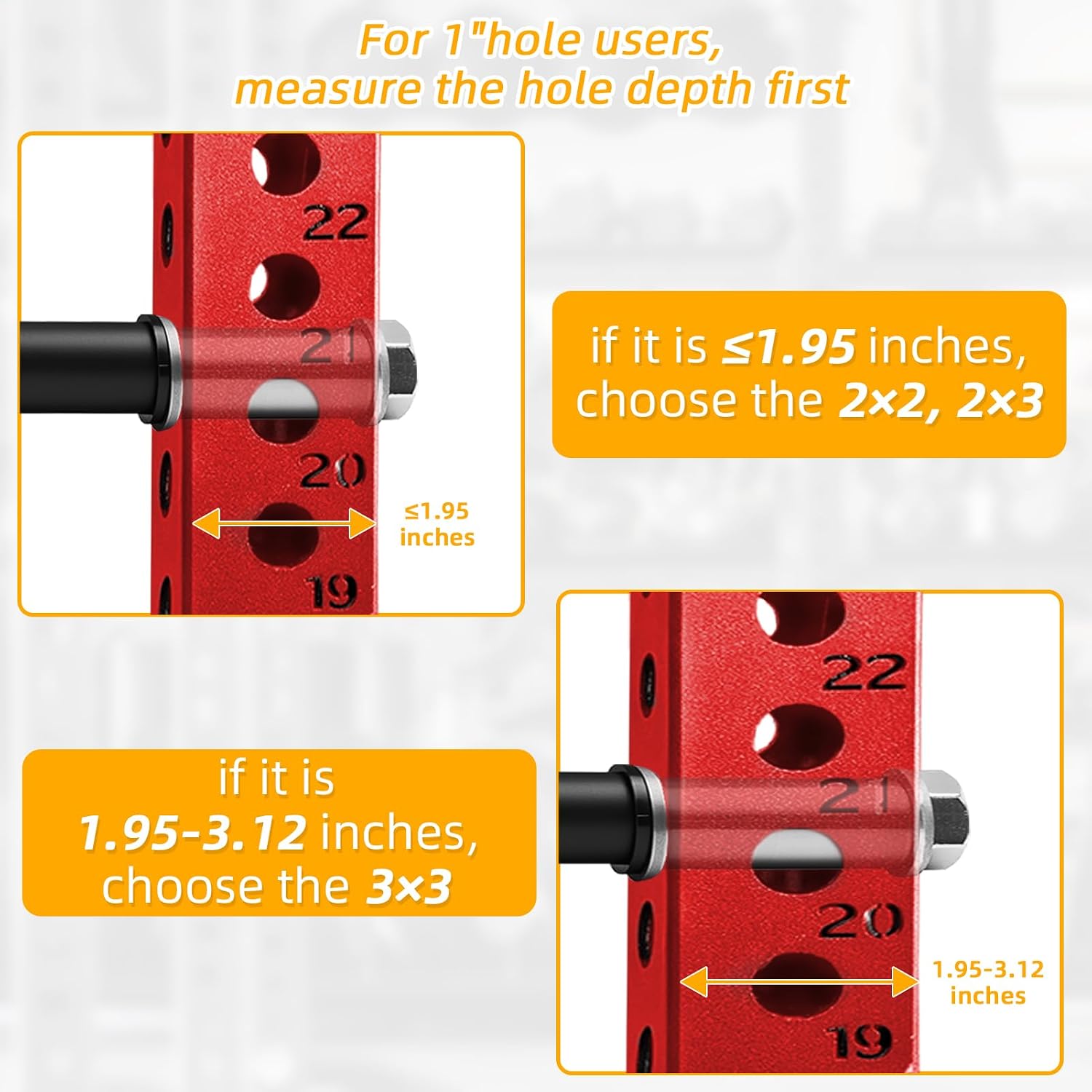 Weight Plate Holder for Power Rack Attachment, Squat Rack Weight Storage for 1 inch Olympic Weight,Compatoble with 2x2, 2x3, 3x3 Power Cage, Fit 1"and 5/8" Hole