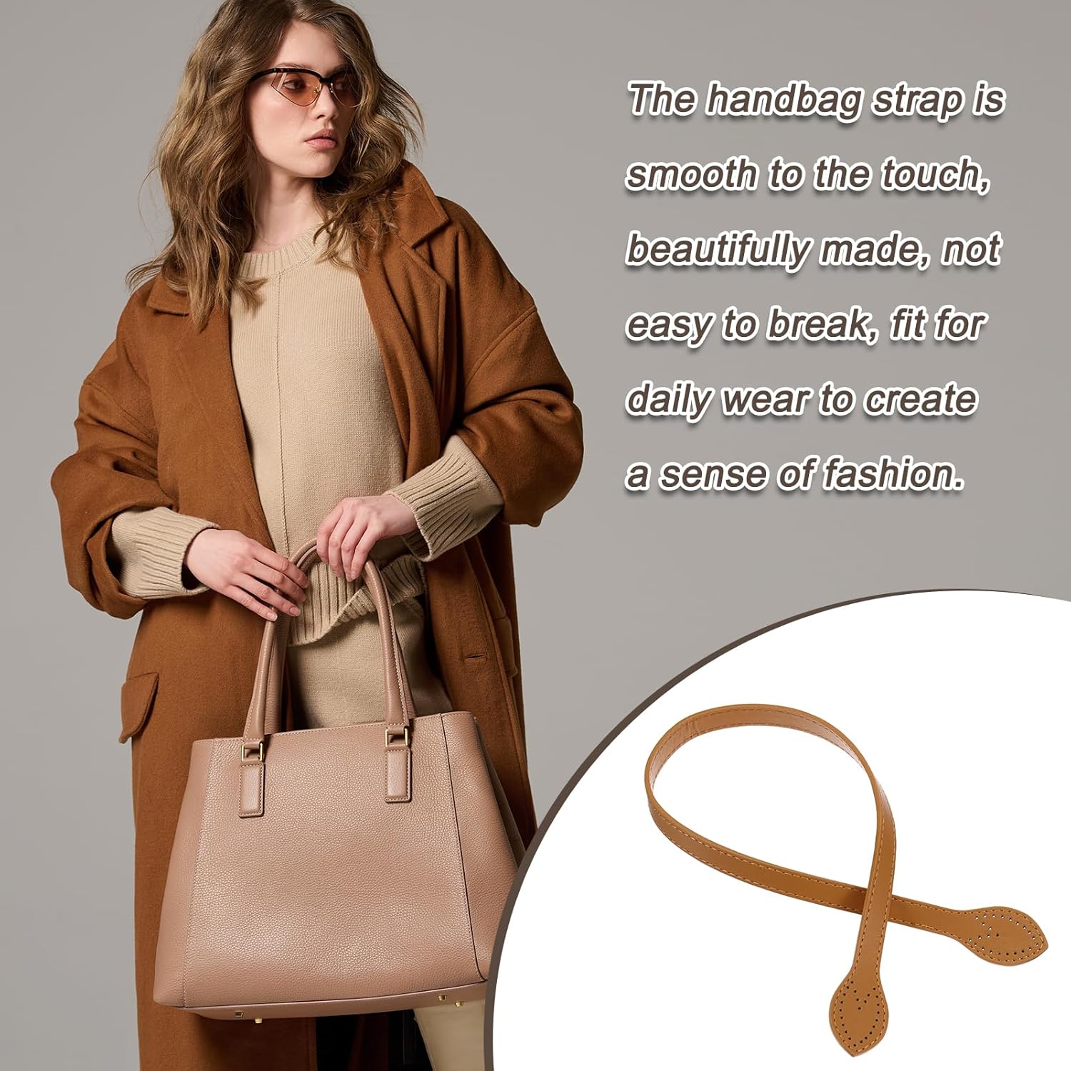 MECCANIXITY 2pcs 24 Inch (60cm) Leather Purses Straps Handbag Belt Band Bag Handles with Ear for Purse Wallet Tote Making, Ebony - Image 5