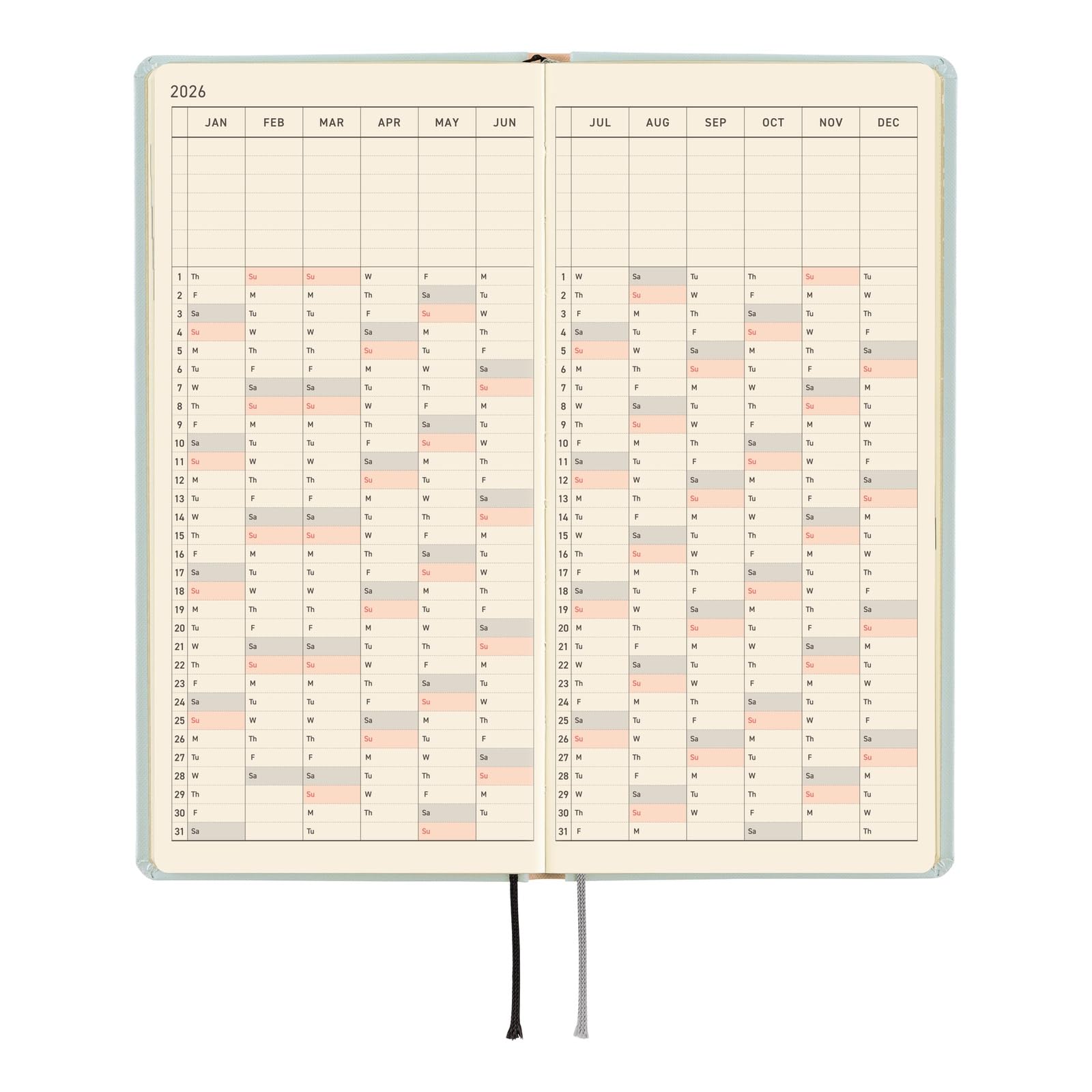 Hobonichi Techo 2026 Semaines - Moomin : À la Salle de Danse en Plein Air (Anglais, Grand & Mince, Début Janvier)
