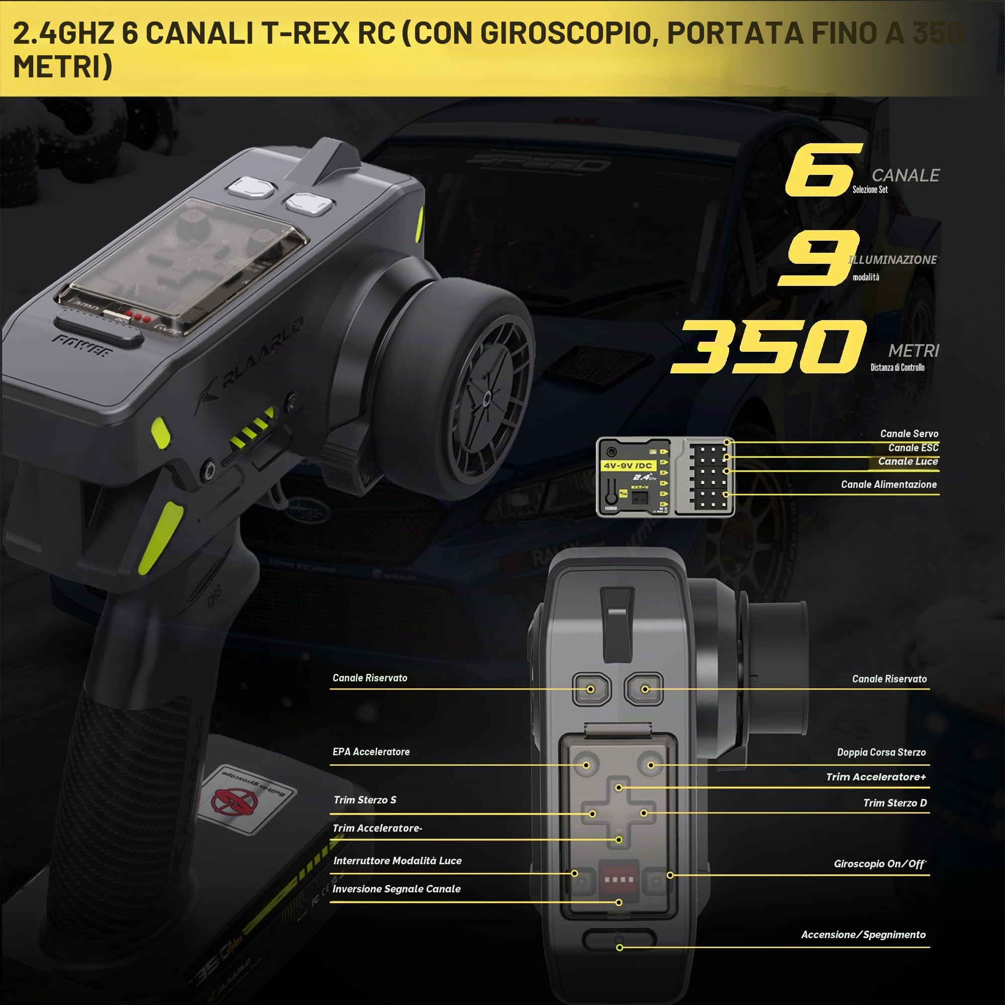 RIAARIO 1/10 Brushless RC Cars, auto da rally, 50+ MPH, 4WD, impermeabile, fibra di carbonio, blu, età 14+