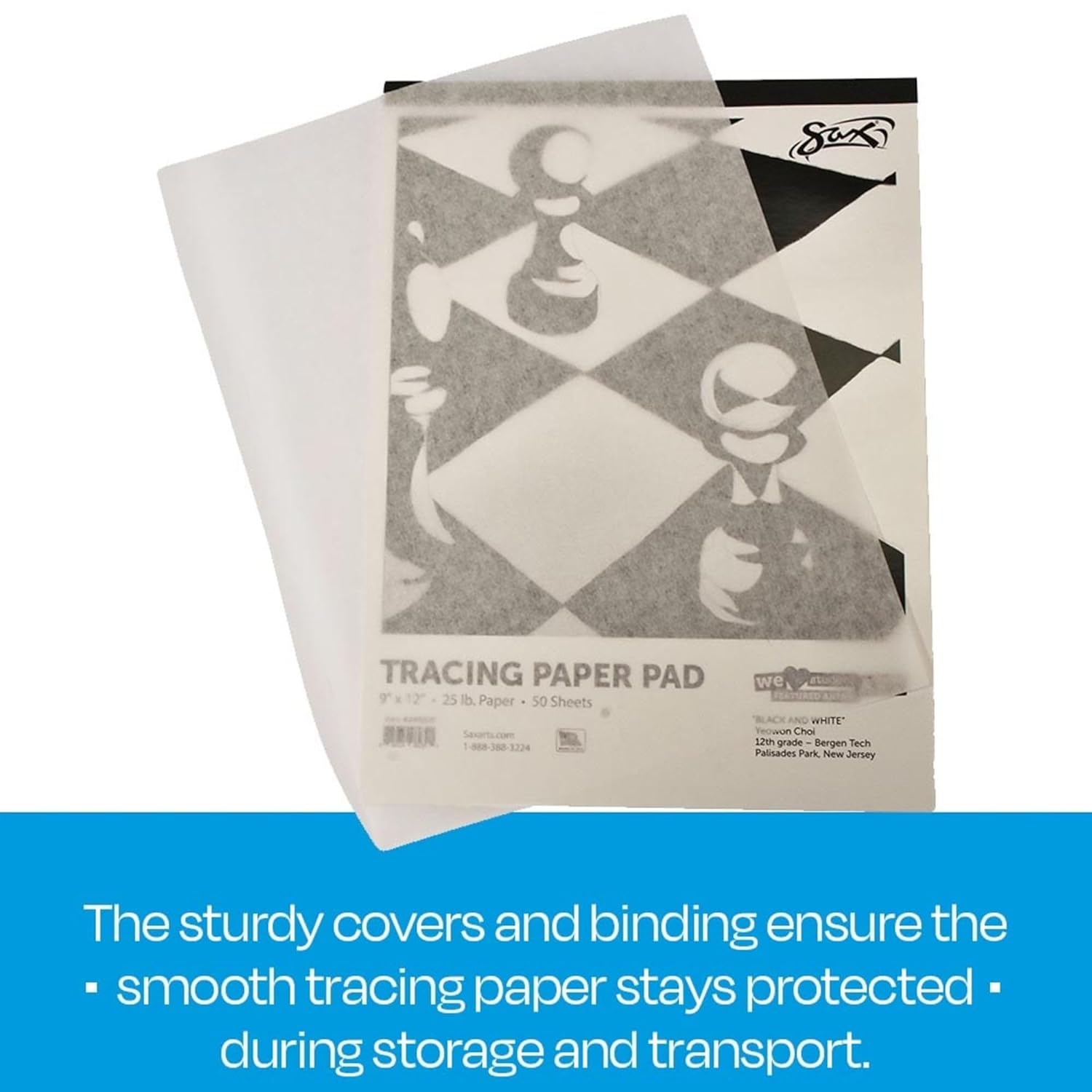 Sax Tracing Paper Pad, 25 lbs, 19 x 24 Inches, White,50 Sheets - 418612