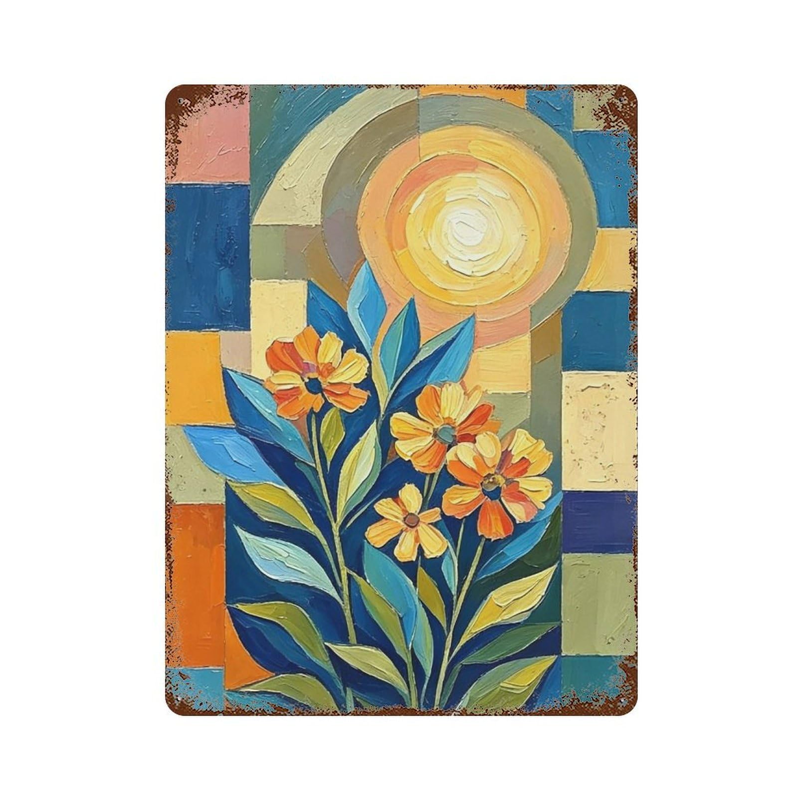 MGHTGRWE Geometric Abstraction (1) Poster Wall Art Iron Vintage Metal Tin Sign Modern Home Cofffee Club Art Bar Shop Decor 40x30cm