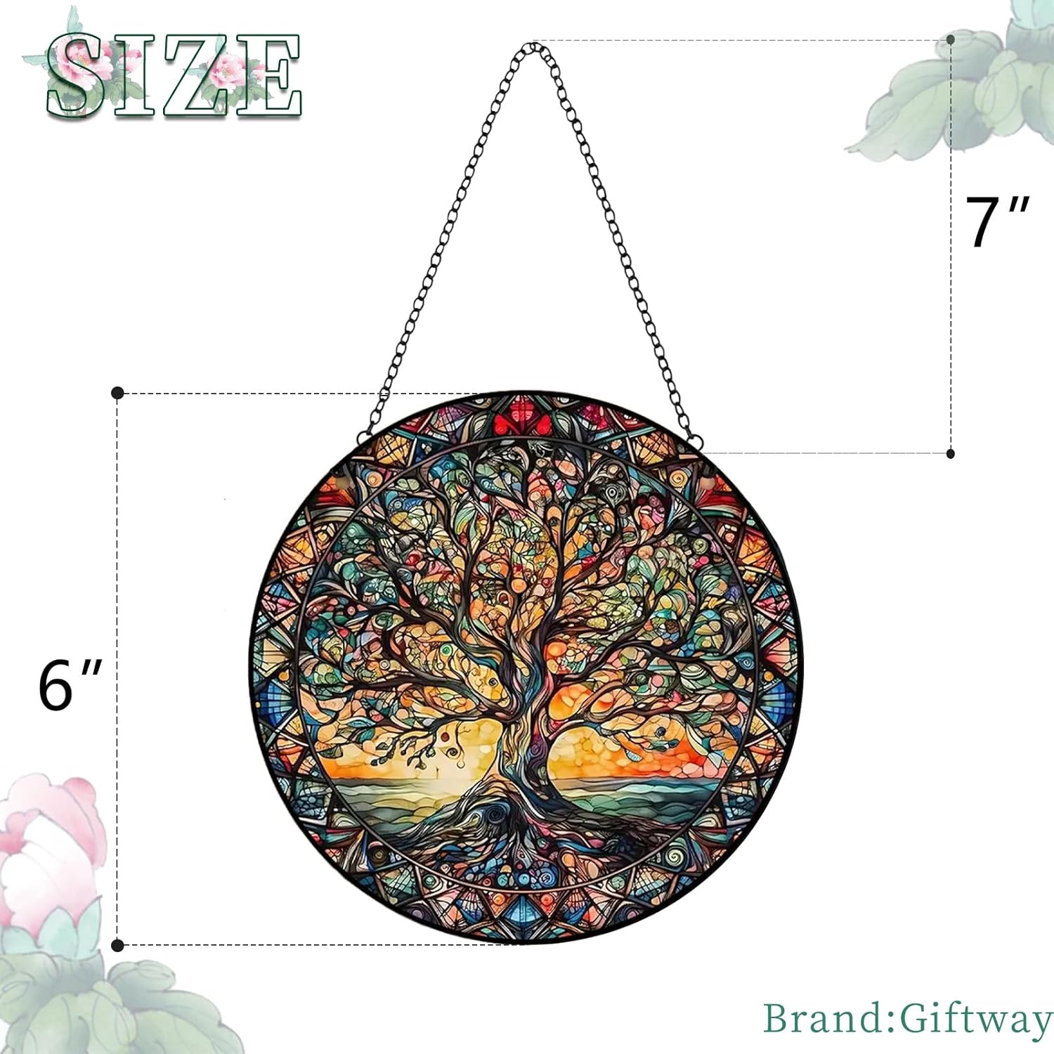 Tree of Life Suncatcher Indoor/Outdoor Stained Glass Window Hanging - Handmade Stained Glass Suncatchers for Windows Hanging - Decoration for Home Garden Christmas Party Wedding Housewarming Gifts - Image 2