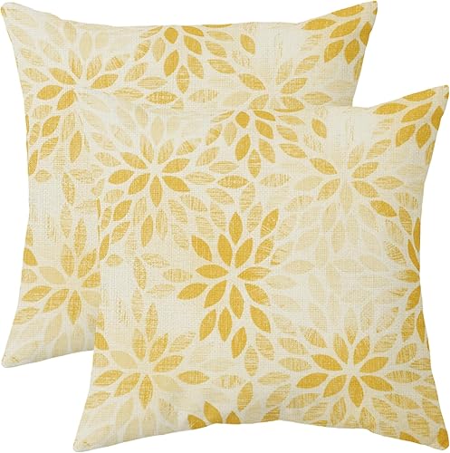 Miniatura 9 de Juego de 2 fundas de almohada de dalia azul marino beige de 18 x 18 pulgadas, diseño rústico geométrico de flores para exteriores, color crema,