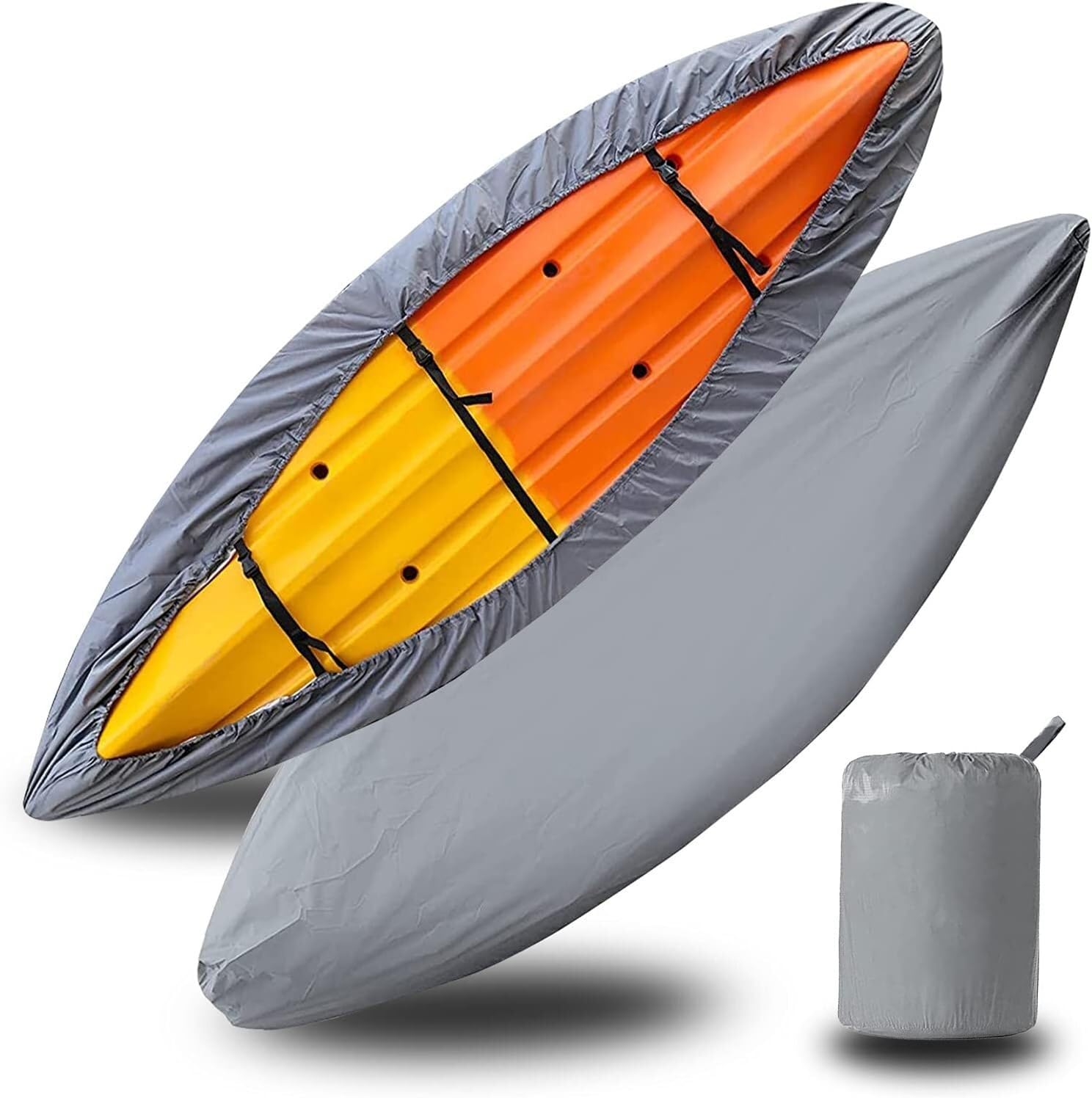 KIJyfgTR Waterproof Storage Cover With UV Protection, Adjustable Dust Cover For Outdoor Storage Of Fishing Boats, Canoes And Kayaks(4.1-4.5m)