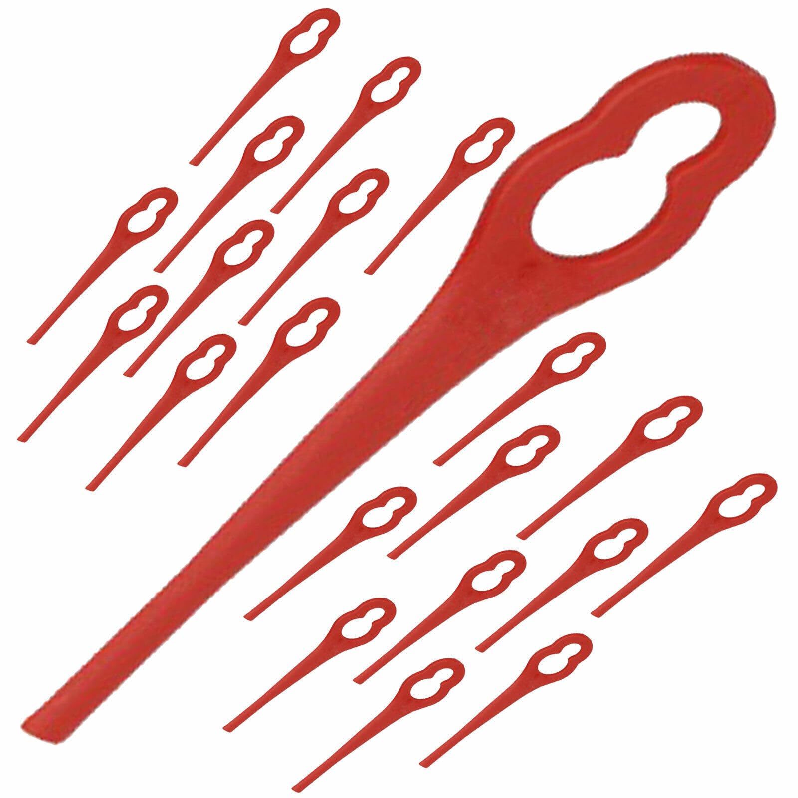 Spares2go Plastic Blades compatible with Terratek TTCGT18 TTCGT18-3 GGCGT18 Cordless Strimmer Trimmer (Pack of 20, Red)