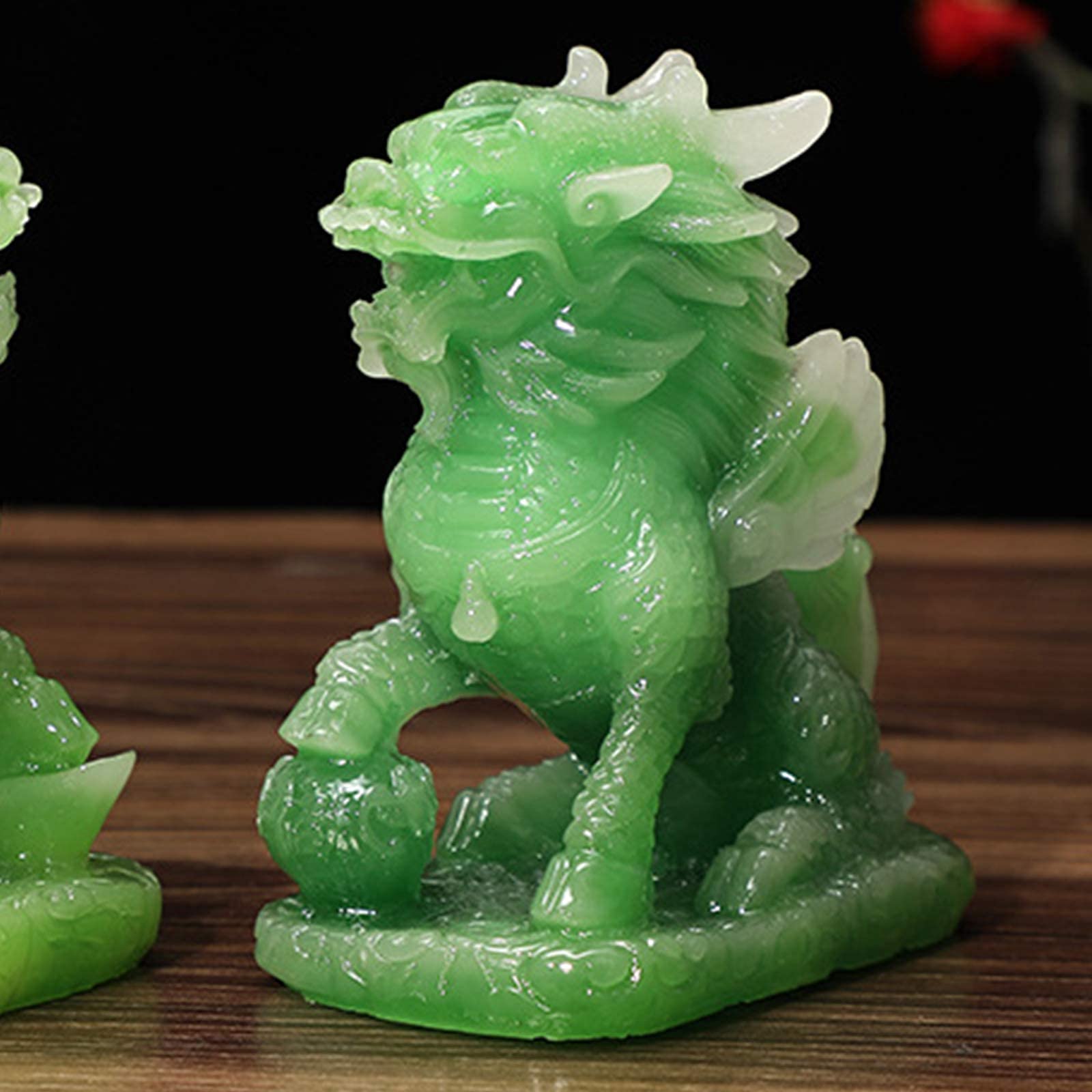 Ornamenti Feng Shui Chi Lin Statue Decor per Soggiorno, Coppia di Chi Lin/Kylin Figurine Sculture Decorazioni per la casa Regalo di congratulazioni per l'inaugurazione della casa
