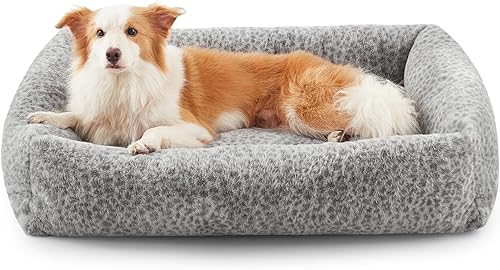 JOEJOY Cama para perro de tamaño mediano, lavable ortopédica de forro polar de pana suave de alta calidad con funda extraíble de cremallera, bonita