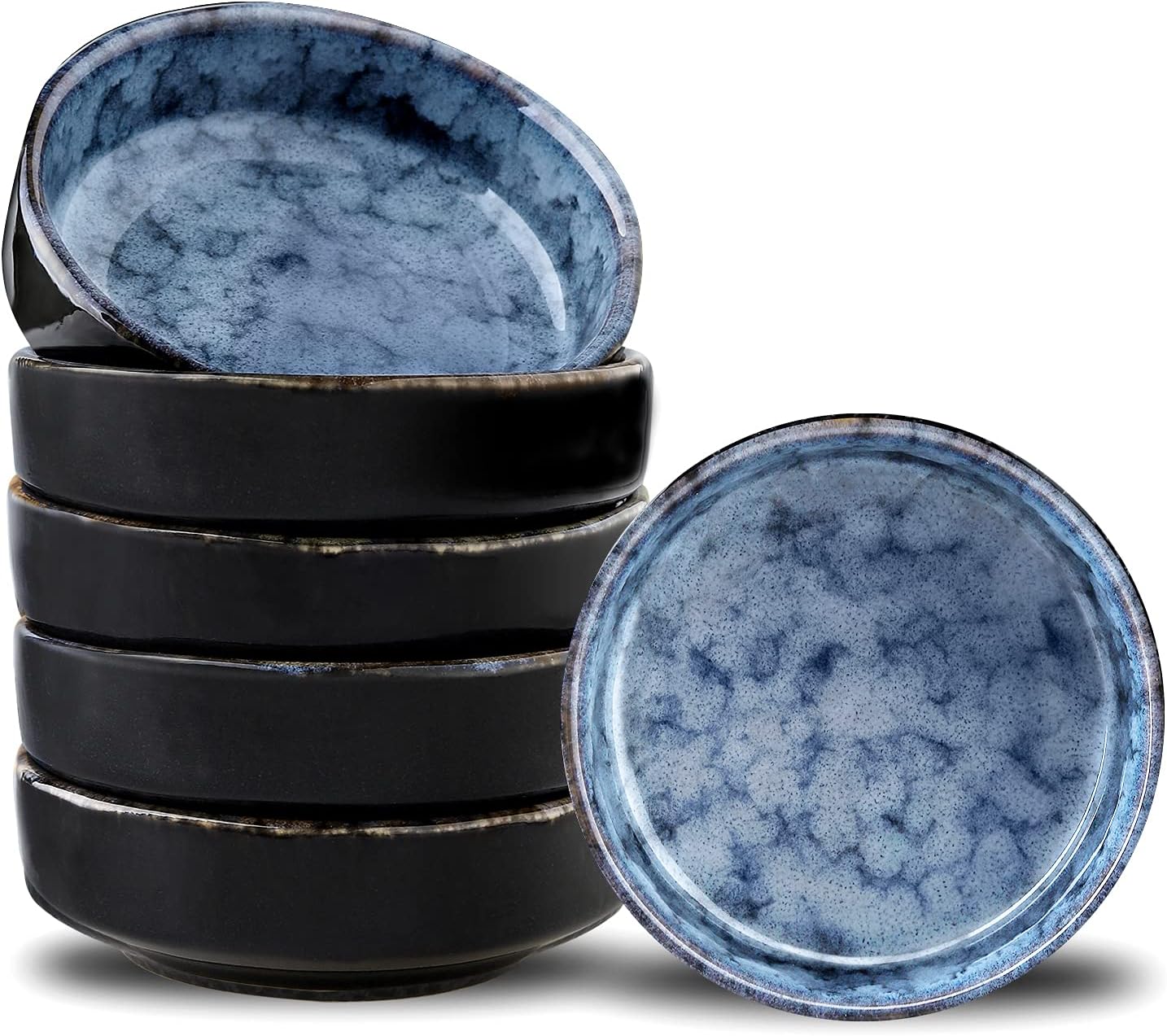 uniideaCeramic Side Dishes Set of 6, 3.5 Inch Porcelain Seasoning Bowl Soy Dipping Sauce Dishes Retro Glazed Ceramic Style Marble