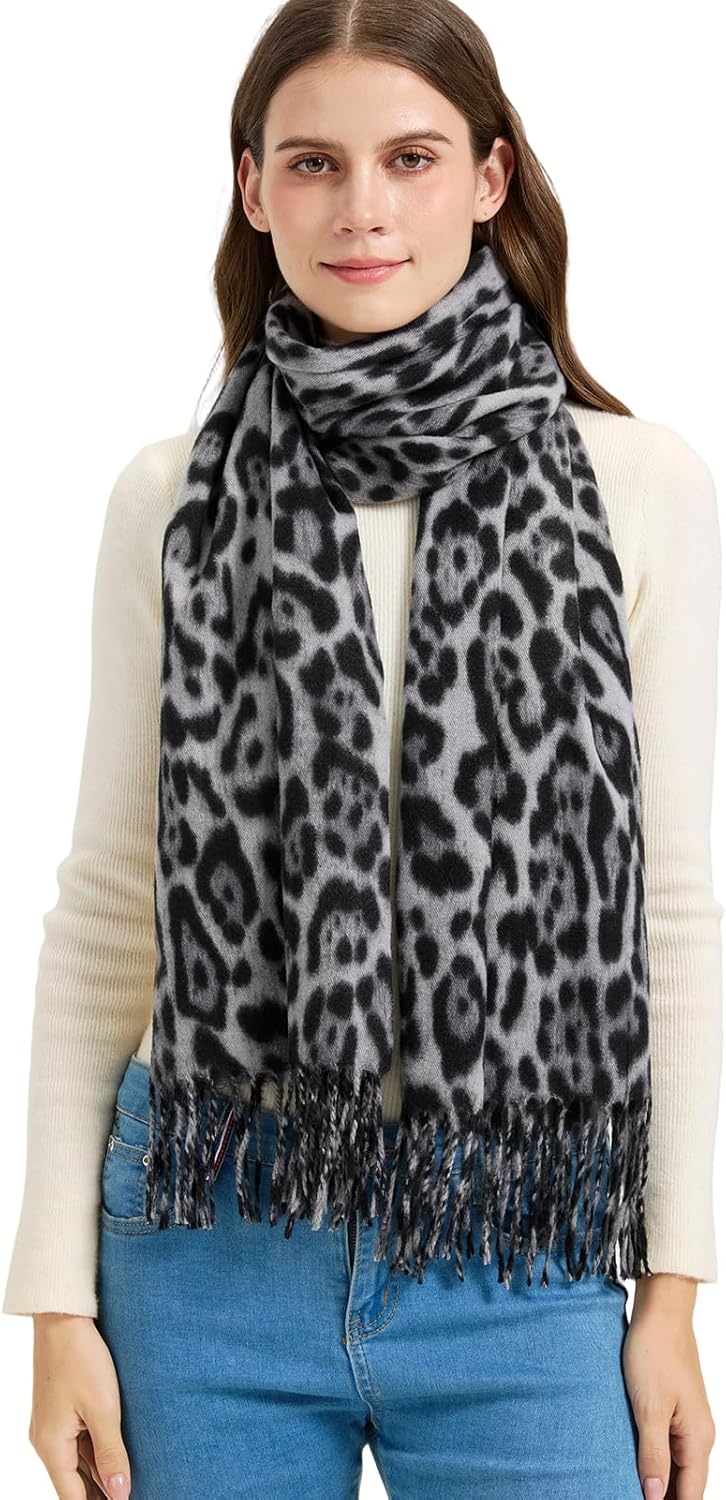Winter Pashmina Scarf Shawl-Super Soft Warm Fashion Leopard Pashmina Wrap for Women Travel - Image 2