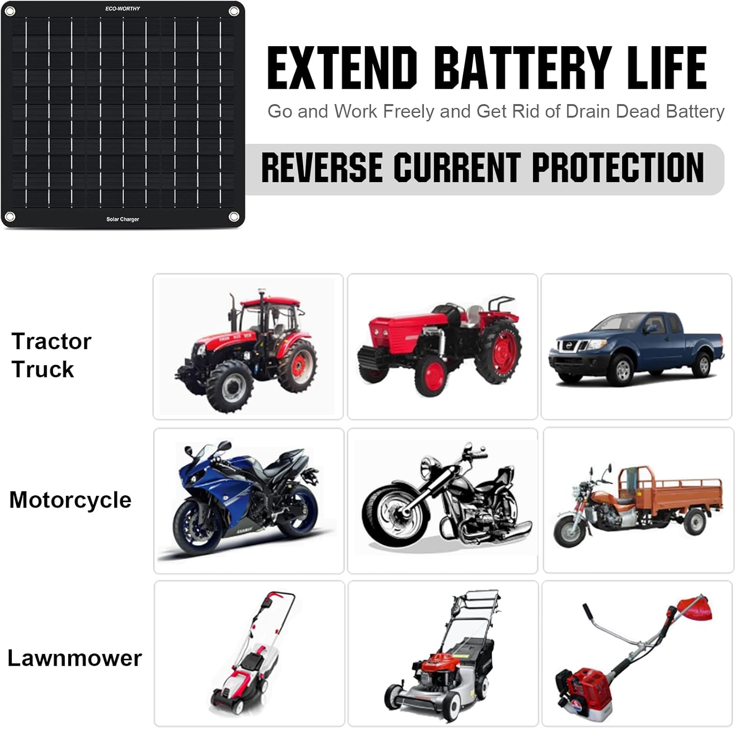 Buy ECOWORTHY 10W Solar Car Battery Charger Maintainer 12V Waterproof