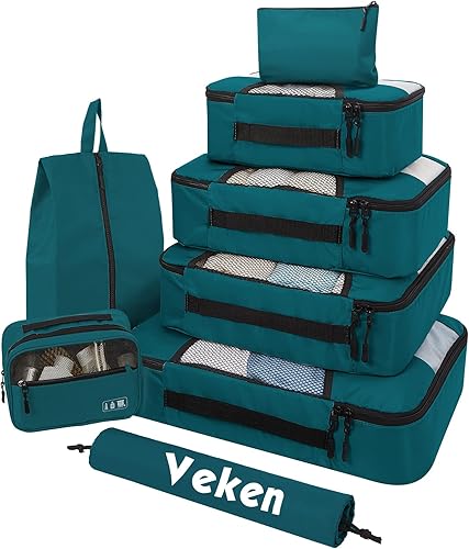 Juego de 8 cubos de embalaje de varios colores para maletas en 4 tamaños (extra grande, grande, mediano, pequeño), juego de bolsas de equipaje Veken
