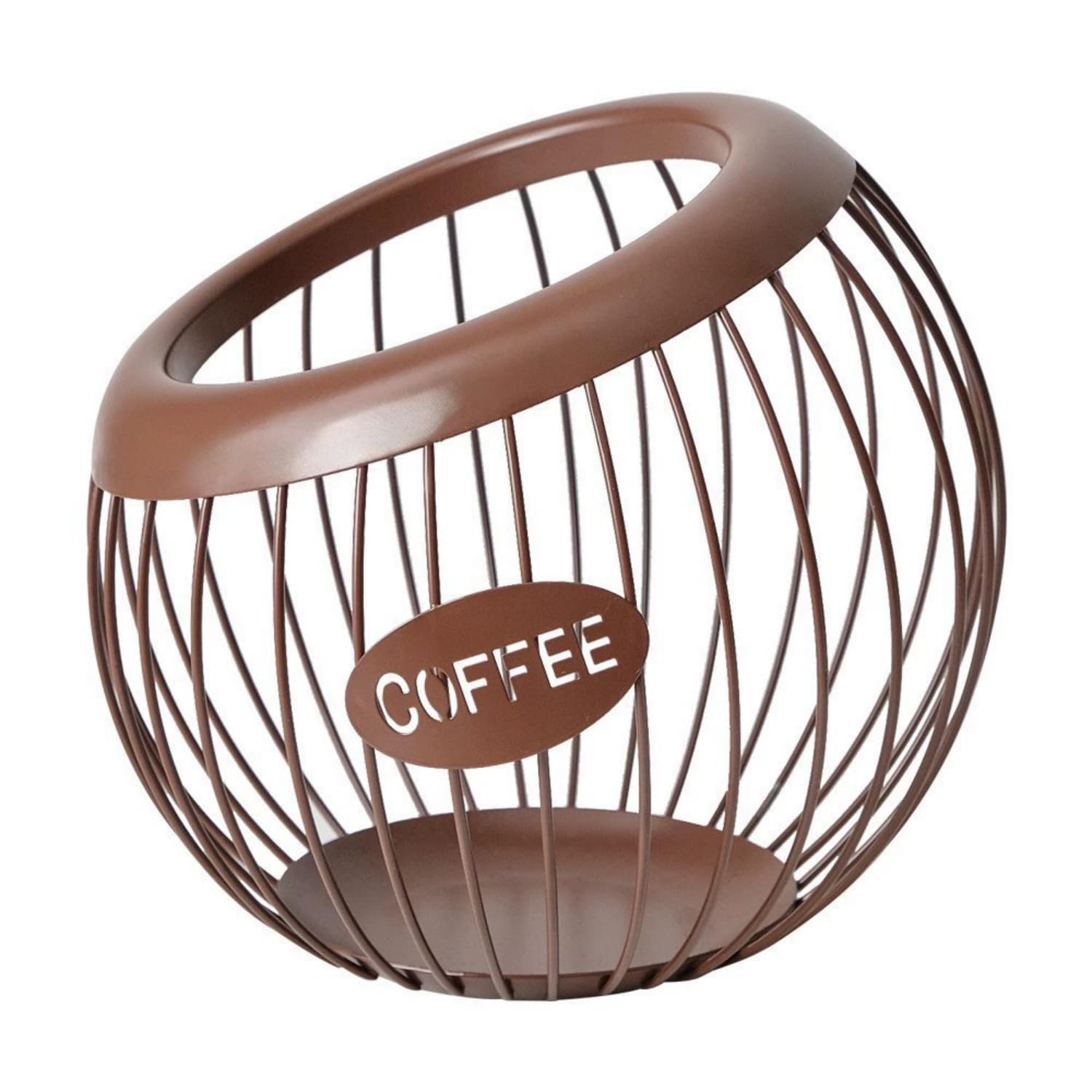 Metal Wire Coffee Pod Holder, Coffee Capsule Basket K Cups Holder Storage Basket Espresso Capsule Organizer Coffee Filter Dispenser for Kitchen Counter and Office Desktop - Coffee, Without Base