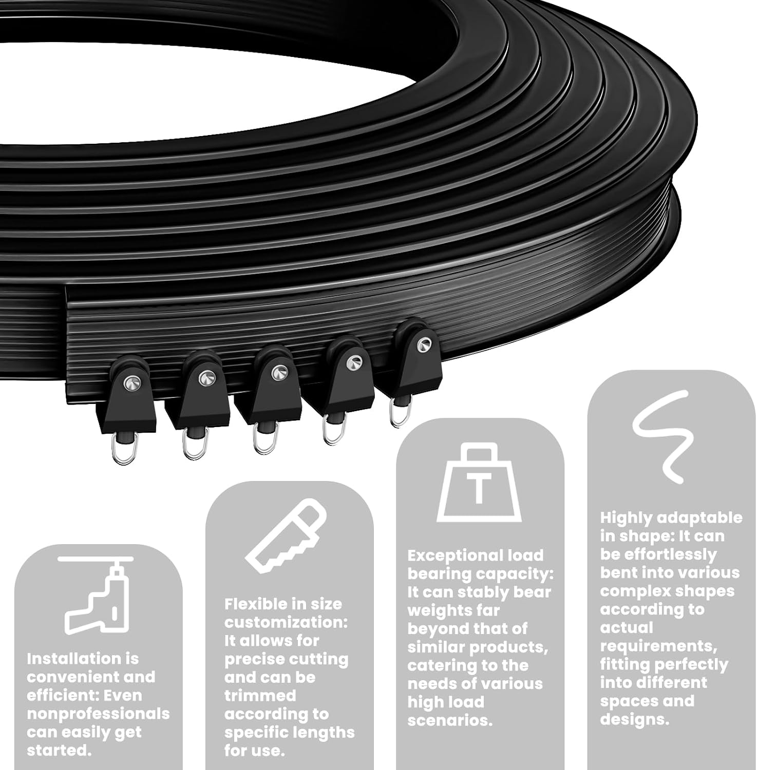 Room Divider Curtain Ceiling Curtain Track Set for Blackout and Privacy (Black Curtain + Black Track) 106" W x 84" L -1 Piece