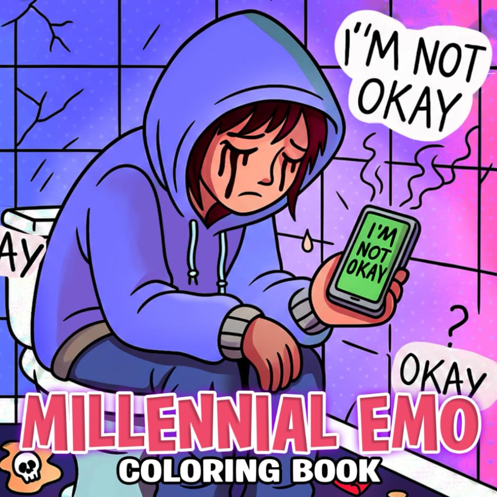 Millennial Emo Coloring Book: Nostalgic Aesthetic with Pop Punk Vibes & Emo Humor Coloring Pages for 2000s Kids, Elder Emos Self-Expression Fun