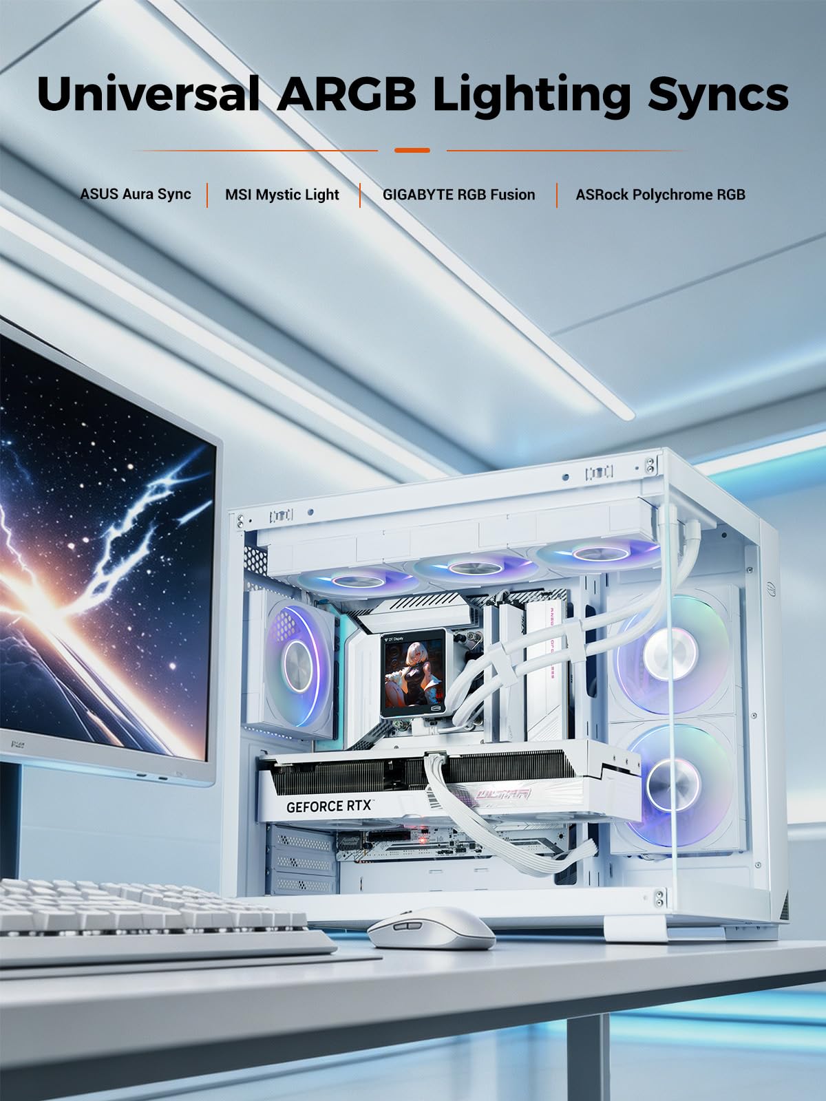 PCCOOLER F7 X120 ARGB - Ventole PWM da 120 mm, confezione da 3 (bianco)