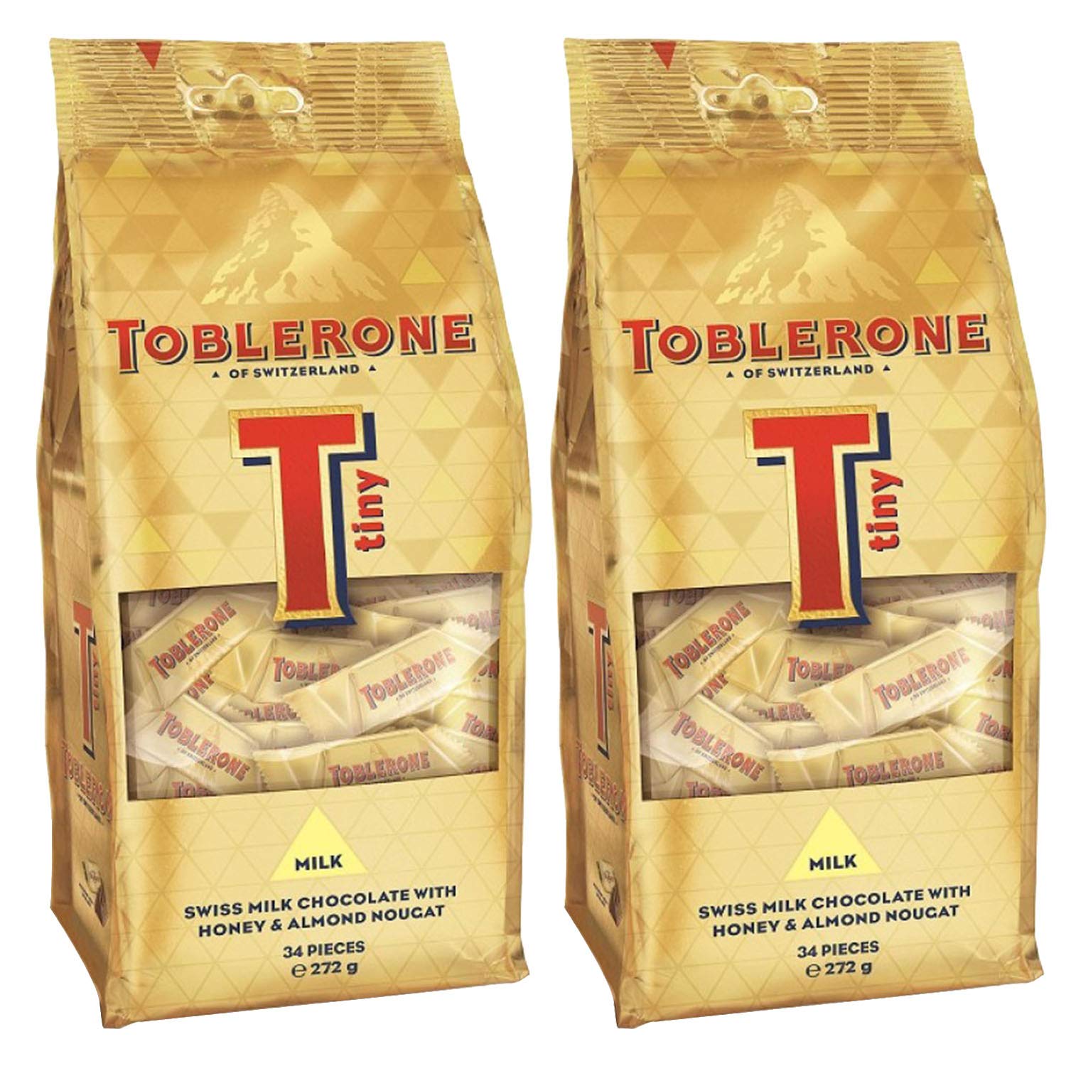 Toblerone Swiss Milk Chocolate with Honey & Almond Nougat Pouch, 2 X 272 G, 544 Gm