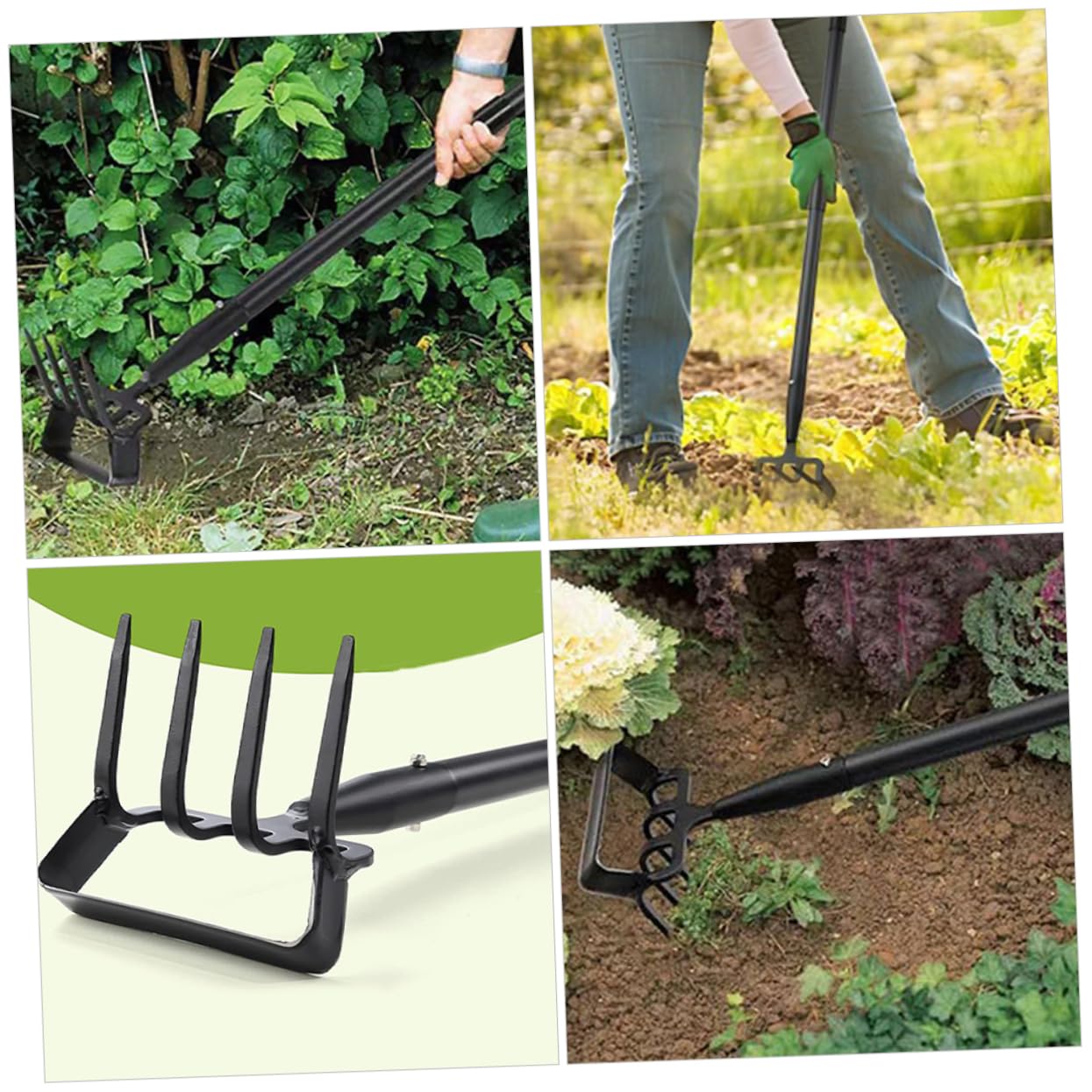 WOONEKY Strumento da Giardino Nero in Acciaio Inox, Doppio Uso | Scavare e Diserbare, Attrezzo Portatile per Cura del Verde, Accessorio da Esterno