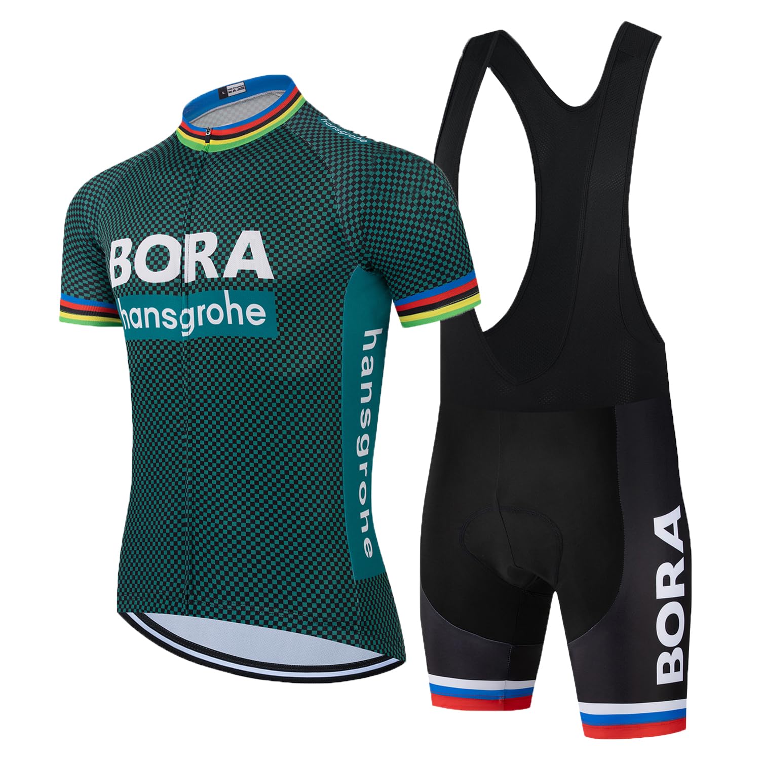 HOMTOL Abbigliamento Ciclismo da Uomo Maniche Corte Completo Bici Completo Ciclismo Manica Corta Tuta Ciclismo Uomo Pantaloncini con Bretelle in Gel 3D Traspirante e ad Asciugatura Rapida