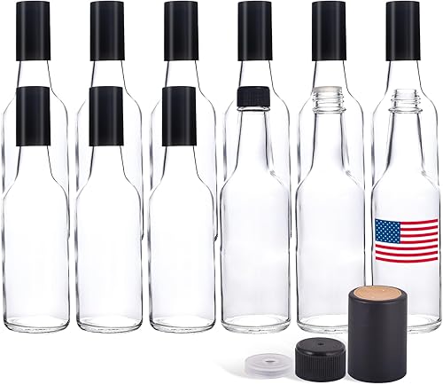 Miniatura 2 de GazeGlyd Botellas de vidrio con tapas para jugos, salsa casera, aceite de oliva, 12 unidades, 8.5 fl oz, 8.5 onzas