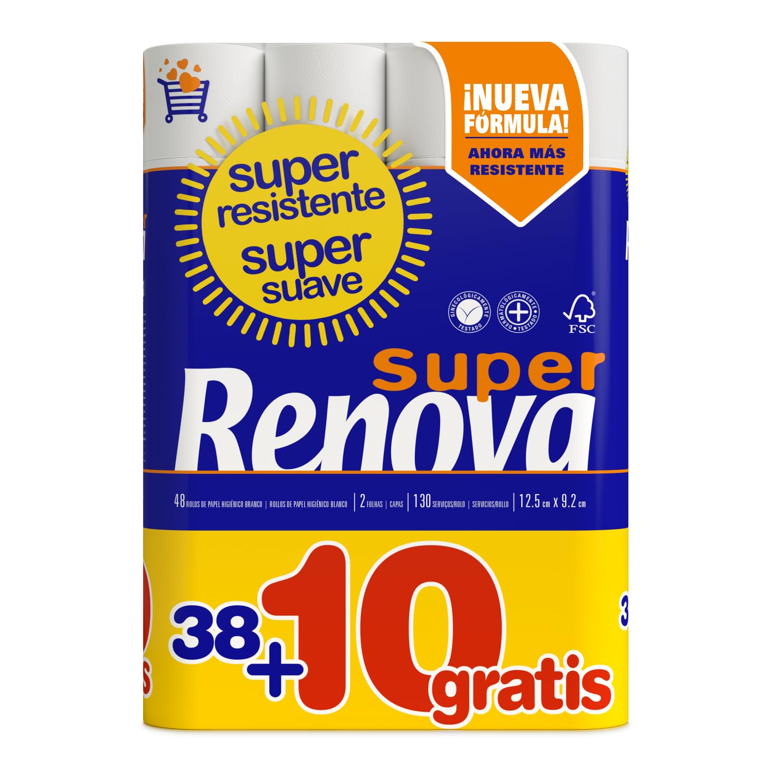 Renova Papel Higiénico Blanco - 38+10 Unidades
