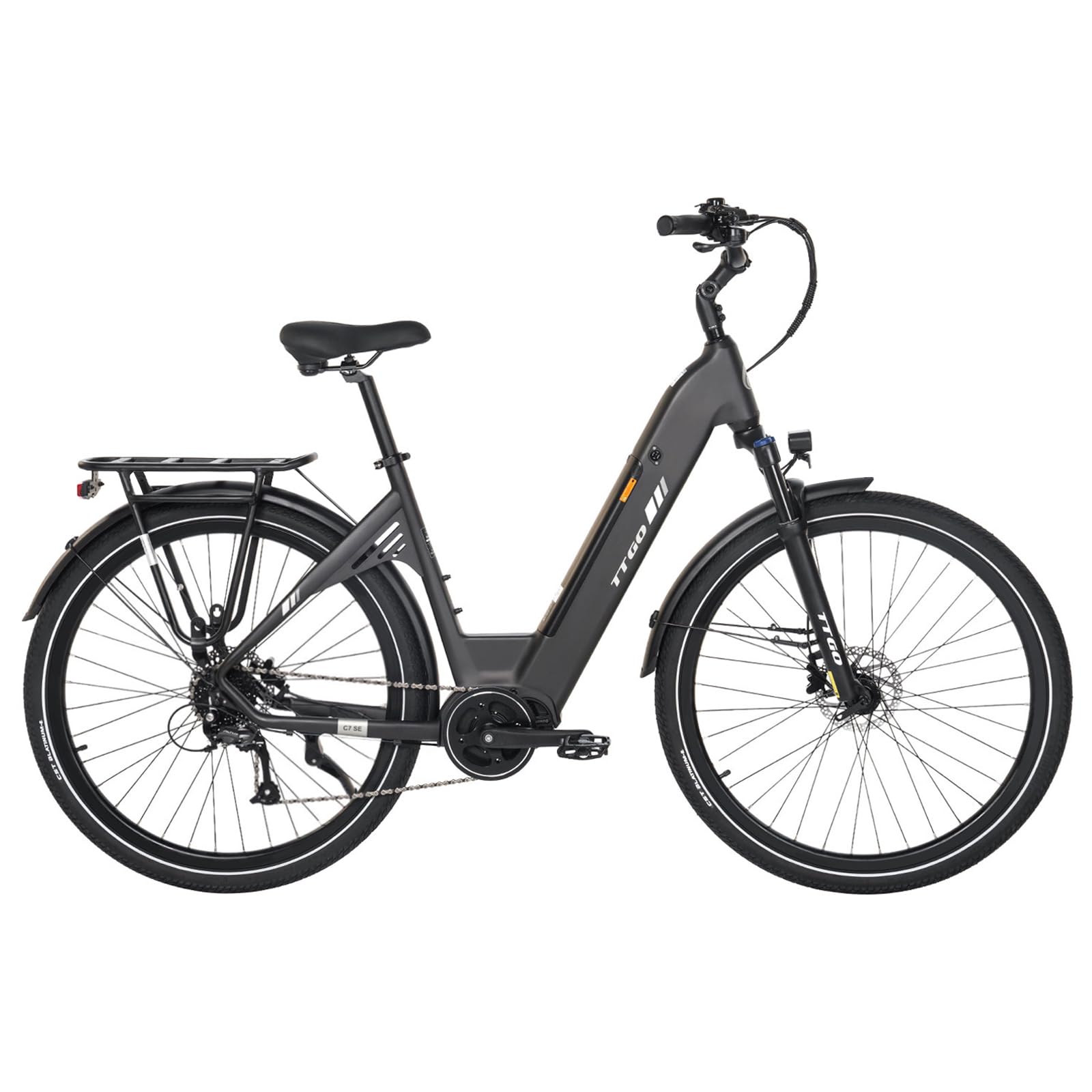 ttgo C7 SE 28 Zoll E-Bike für Damen & Herren, Pedelec mit BAFANG 250W Mittelmotor 75Nm, 36V 18Ah Akku abnehmbar, 110–130 km Reichweite, Shimano 9-Gang, CST 28"*2.0, StVZO