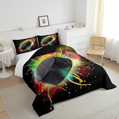 Miniatura 10 de Erosebridal Juego de edredón deportivo para niños, juego de ropa de cama de baloncesto neón de 2 piezas, para niños y adolescentes, con temática