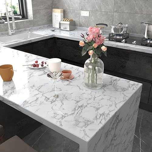 Miniatura 2 de VOLEAAR Papel de contacto de mármol rosa de 15.7 x 393.7 pulgadas, película de vinilo autoadhesiva, extraíble, impermeable, para encimera, gabinete,