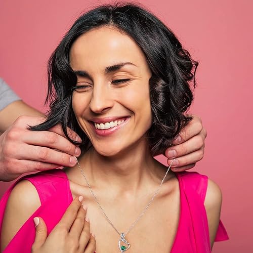 Miniatura 7 de Iefil Regalos para mamá con rosa roja preservada, plata de ley 925, collar de piedra natal de corazón de rosa, joyería para mamá, regalos del día de