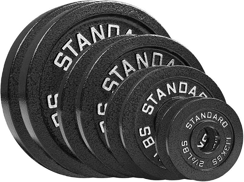 Juego de placas de pesas de acero de 85 lb - Centro olímpico de 2 pulgadas con revestimiento premium 2x 25 lb, 10 lb, 5 lb y 2.5 lb para barras de levantamiento de pesas olímpico