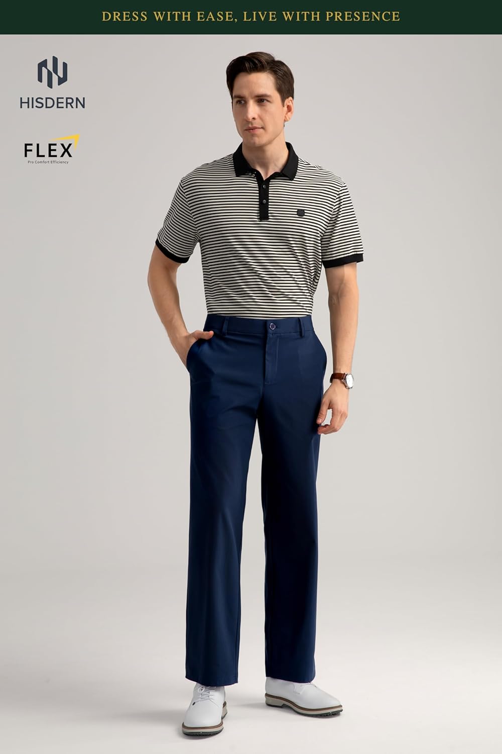 HISDERN Flex 505 Men's Relaxed Fit Golf Pants No Iron 30"/32" Loose Fit Stretch Quick Dry for Daily Casual with 5 Pocket - Image 6