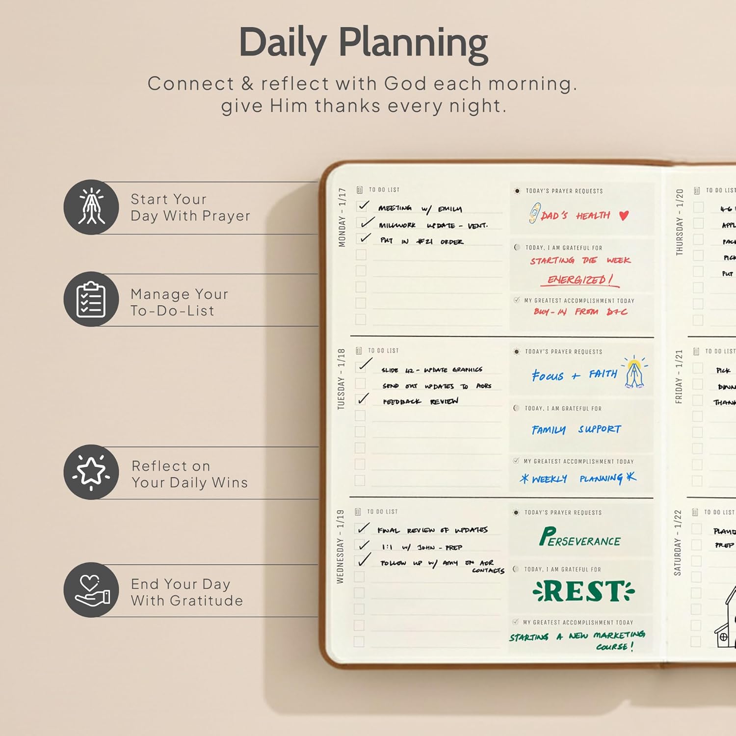 2026 Christian Planner & Prayer Journal | Strengthen Your Relationship with God and Better Navigate His Path for You | Daily Planner w/Bible Verses, Prayer Prompts, & Habit Tracking (Leather)