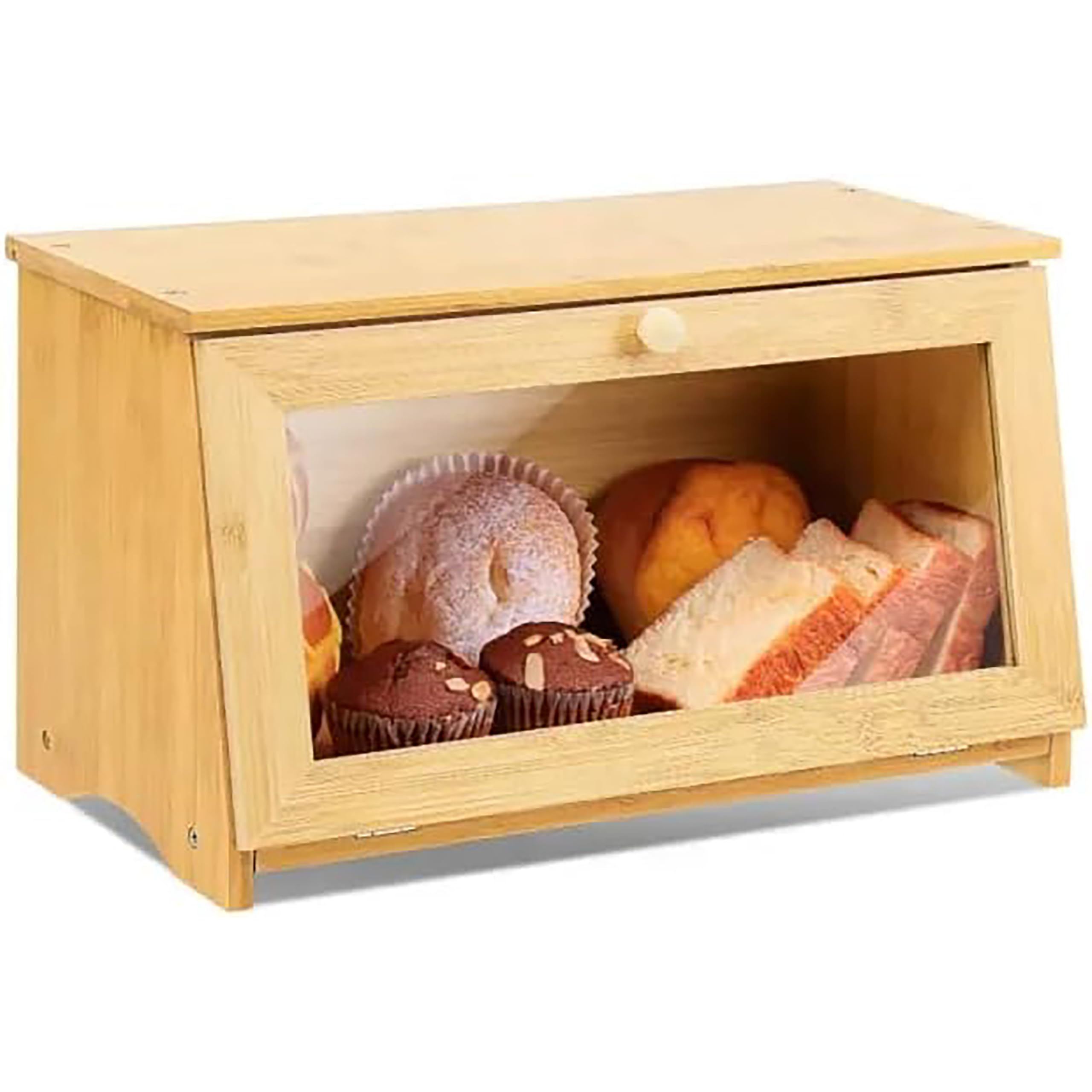 Promosyonca Bambu Ekmek Kutusu, Doğal Bambu Malzeme, Yuvarlak Saplı, 39x23x18 cm