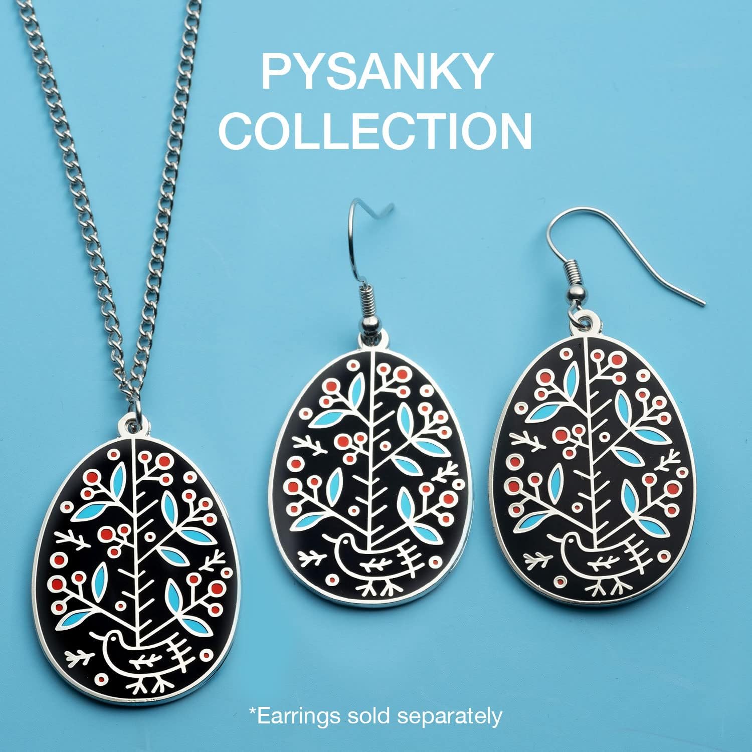 Ukrainian Easter Egg (Pysanky) Collection Pendant Necklace for Women - Pine Tree Design