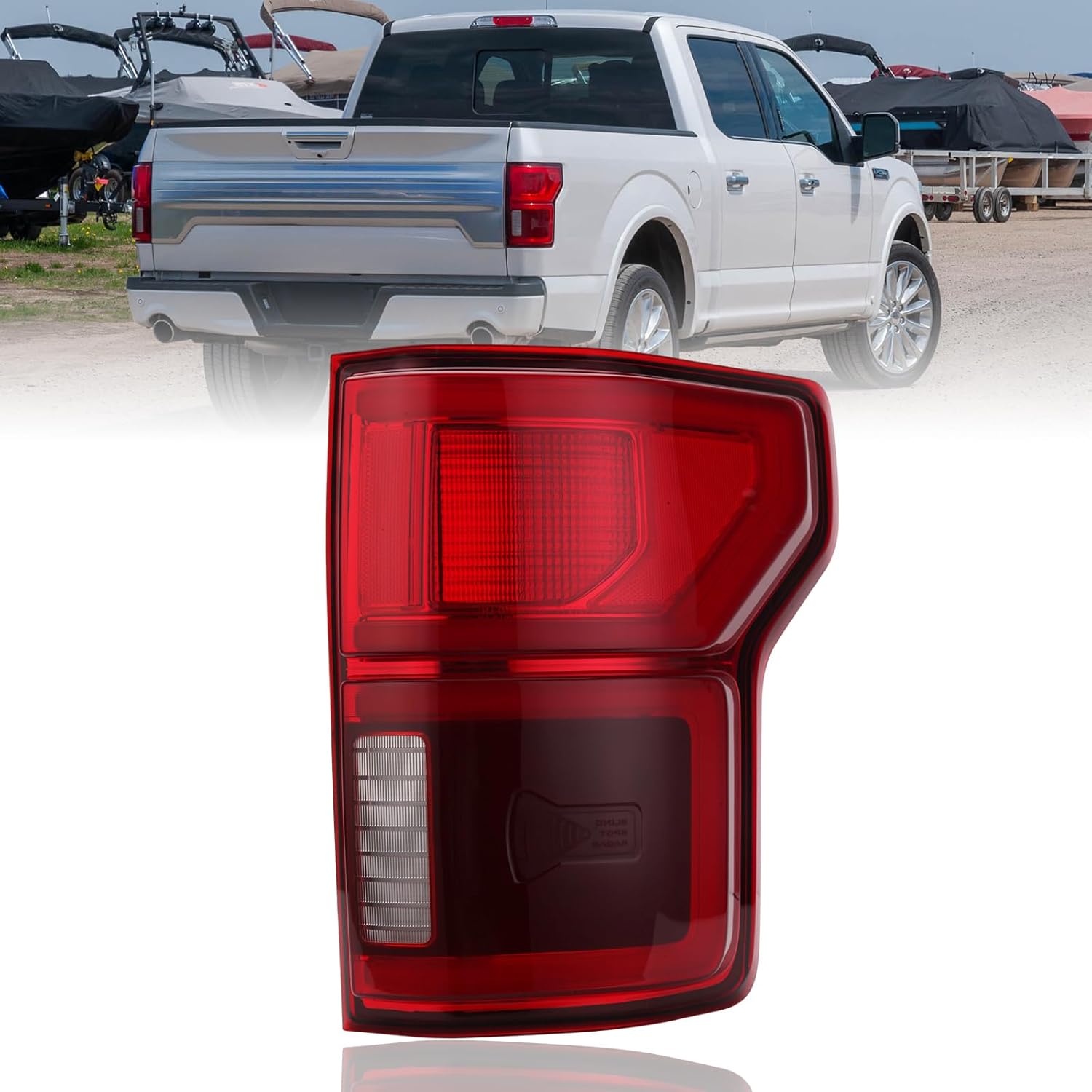 LED Tail Light Compatible with Ford F150 2018 2019 2020 With Blind Spot Taillight Assembly Right Passenger Side Replace KL3Z13404B(No Module)