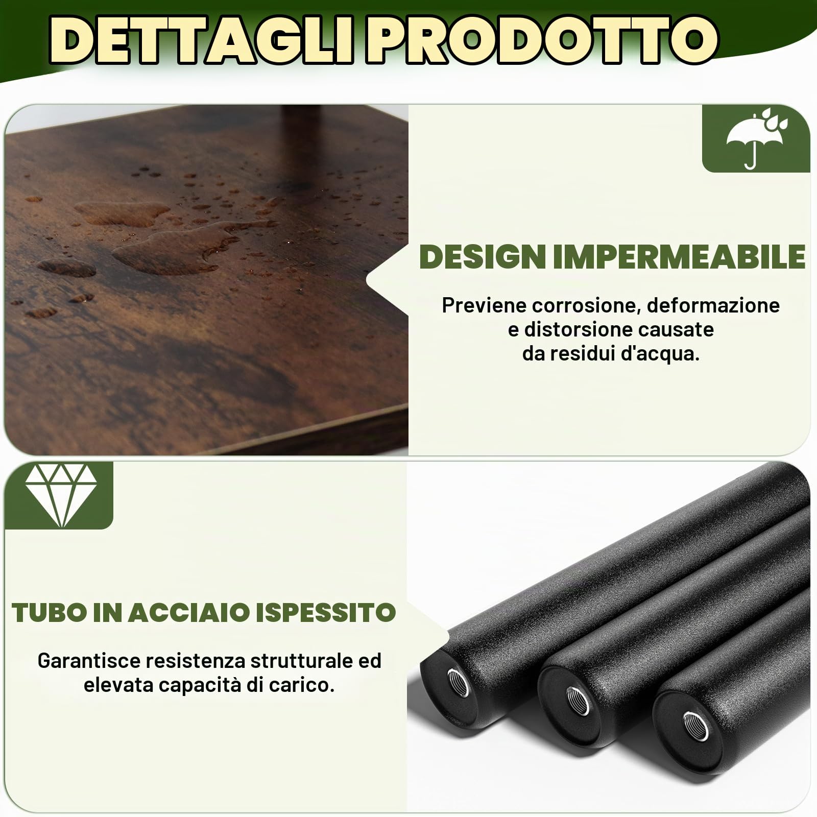 Supporto per Piante da Interno e Balcone | Portapiante Salvaspazio a Più Livelli in Effetto Legno, Struttura in Metallo Stabile, Montaggio Facile