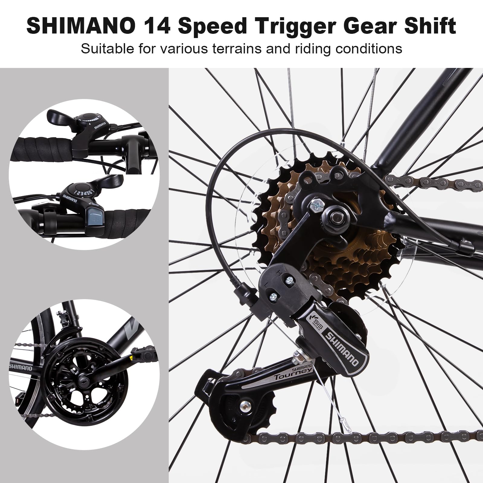 WEIZE Road Bike, 700C Wheel City Commuter Bicycle, 14 Speed Drop Bar, Racing Adult Bike with Caliper Brakes, High-Carbon Steel Hybrid Bikes, Urban Adult Bicycle for Men and Women